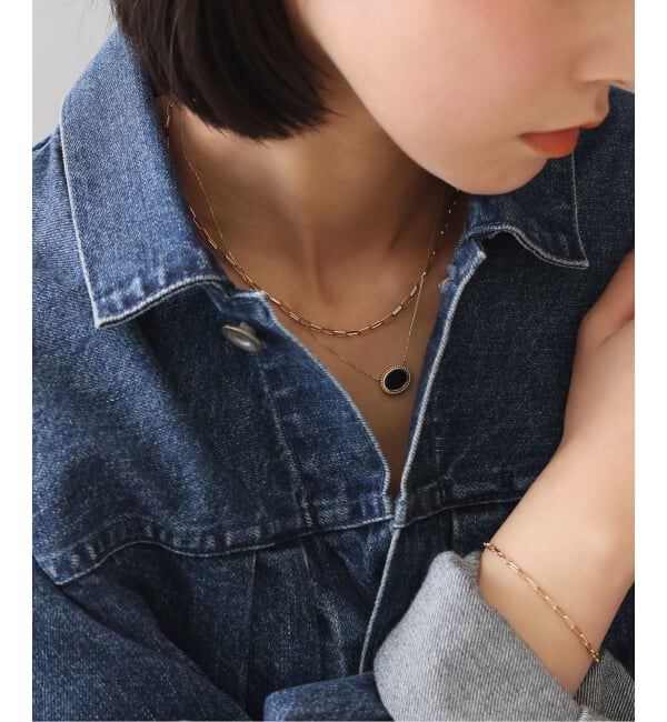 Lilas by Spick&Span「オーバルオニキスフラットネックレス K10」|ネックレス|