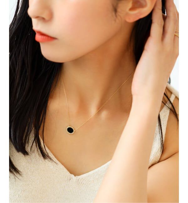 Lilas by Spick&Span「オーバルオニキスフラットネックレス K10」|ネックレス|