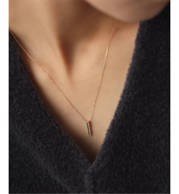 Lilas by Spick&Span「《WEB限定》ボックスダイヤ12mmバーティカルバーネックレス K10」|ネックレス|