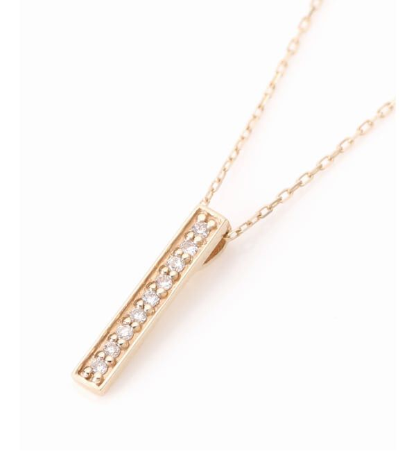 Lilas by Spick&Span「《WEB限定》ボックスダイヤ12mmバーティカルバーネックレス K10」|ネックレス|
