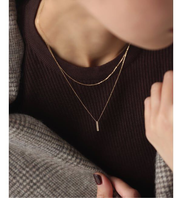 Lilas by Spick&Span「《WEB限定》ボックスダイヤ12mmバーティカルバーネックレス K10」|ネックレス|