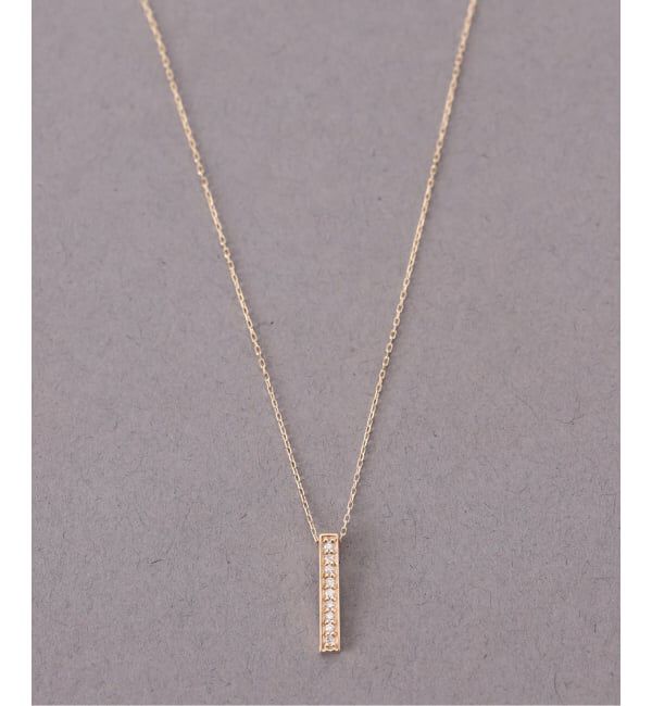 Lilas by Spick&Span「《WEB限定》ボックスダイヤ12mmバーティカルバーネックレス K10」|ネックレス|