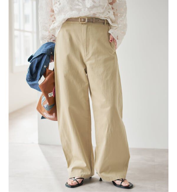 Spick and Span「《予約》コットンバレルレッグパンツ」|その他|ベージュ
