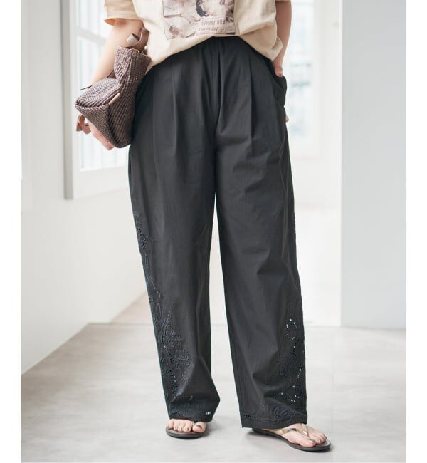 Spick and Span「《予約》カットワークエンブロイダリーパンツ」|その他|ブラック