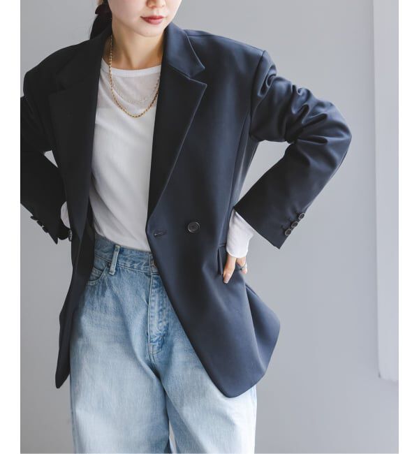 NOBLE「コンパクトコットンウエストシェイプジャケット」|テーラードジャケット|