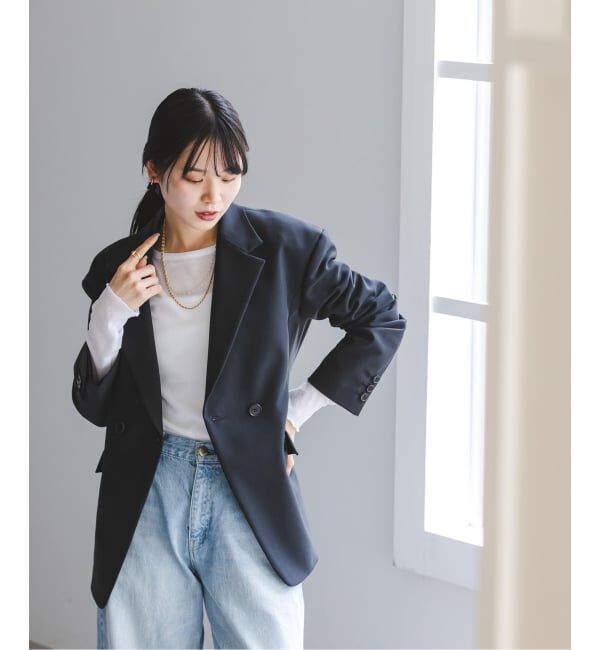 NOBLE「コンパクトコットンウエストシェイプジャケット」|テーラードジャケット|