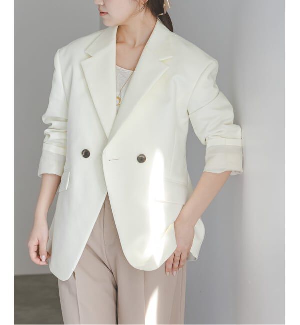 NOBLE「コンパクトコットンウエストシェイプジャケット」|テーラードジャケット|ホワイト A