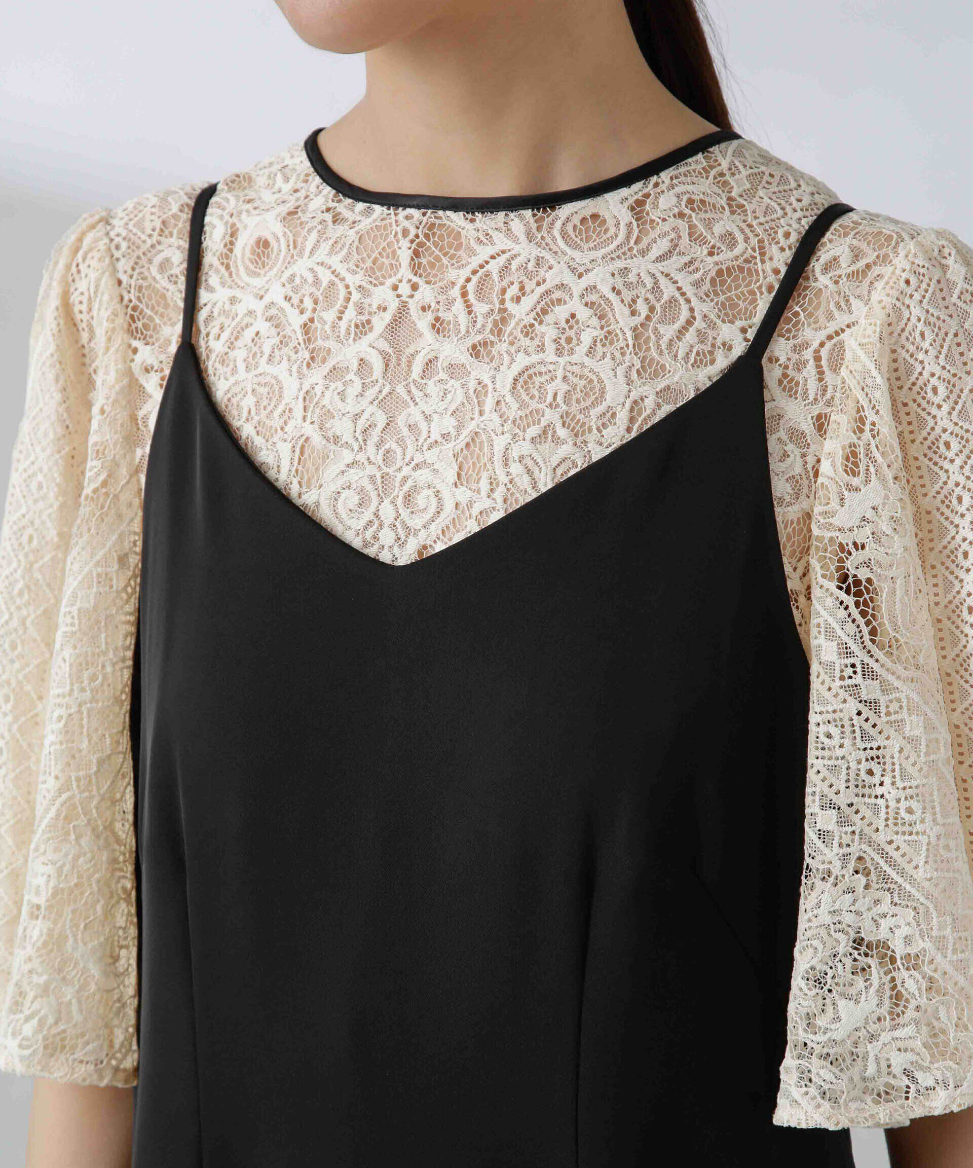 nano･universe「troisiemechaco/パネルレース ダブルクロス 3WAYワンピース」|ワンピース|