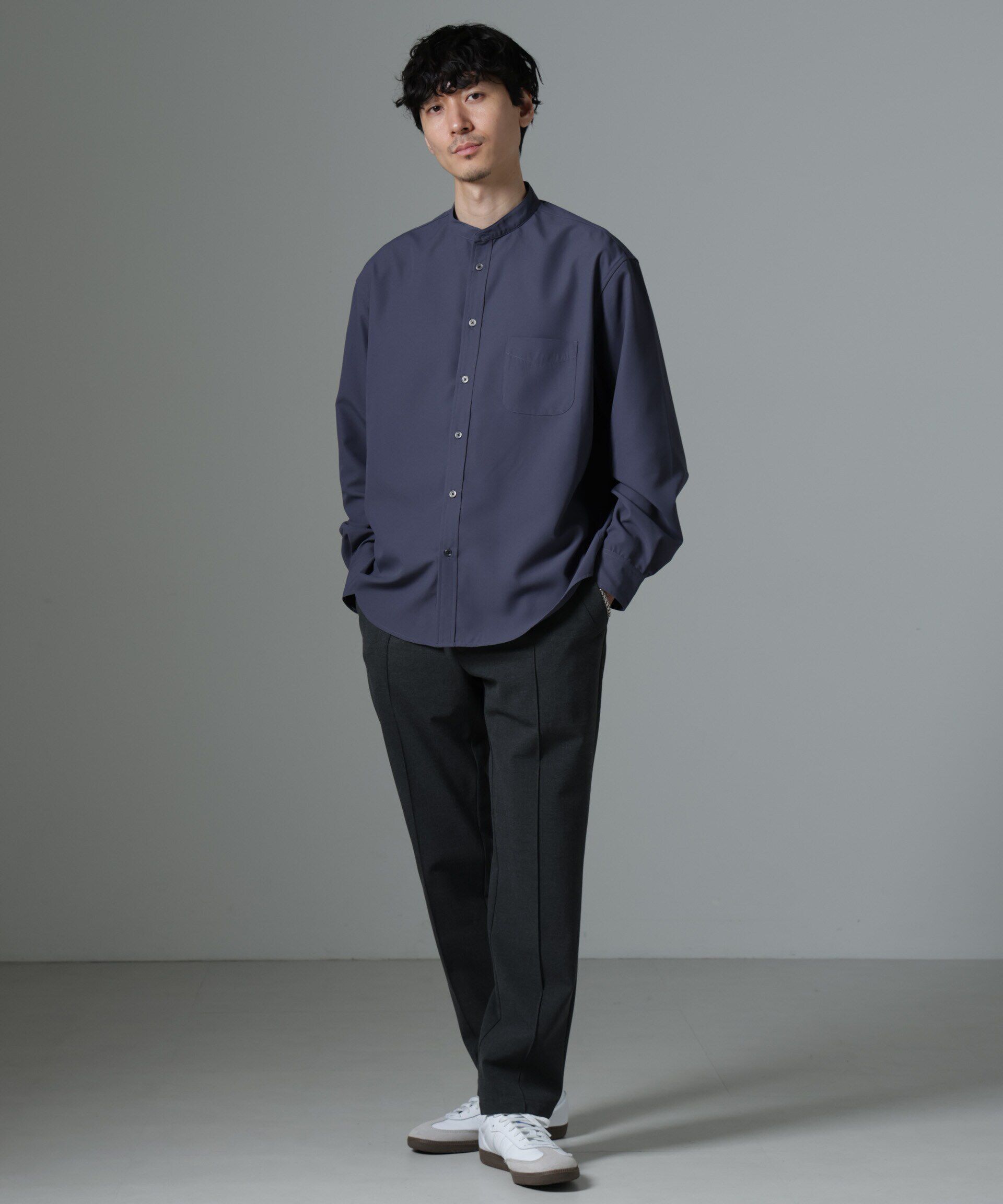 nano･universe「AMATA コットンタッチバンドカラーシャツ」|シャツ・ブラウス|