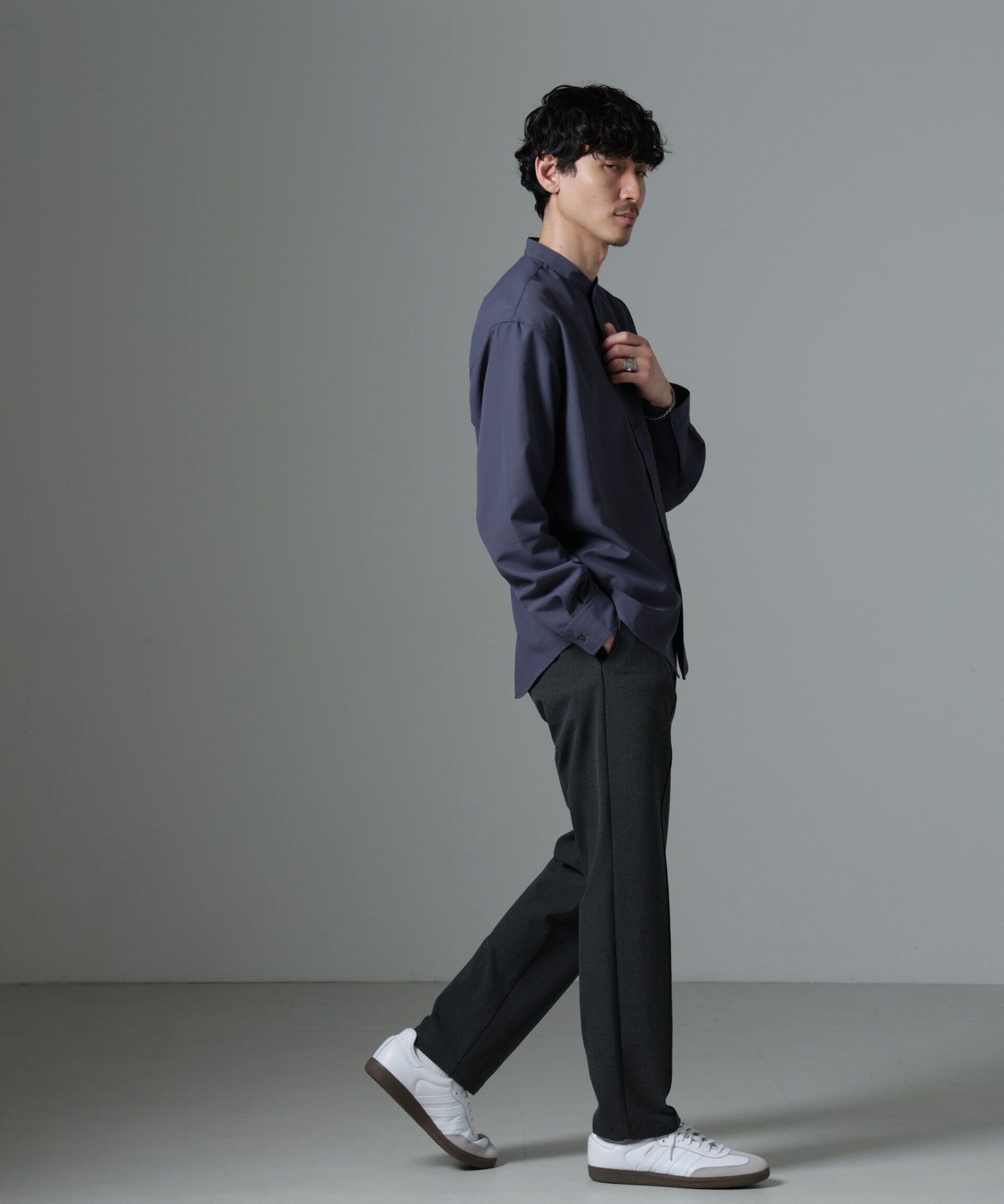 nano･universe「AMATA コットンタッチバンドカラーシャツ」|シャツ・ブラウス|