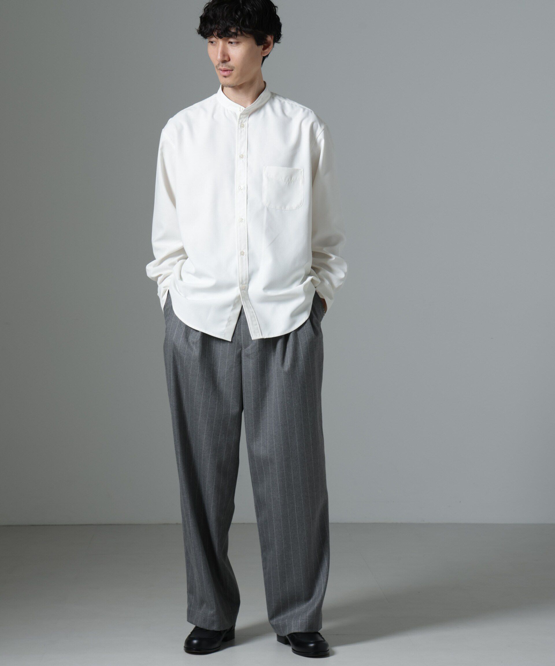 nano･universe「AMATA コットンタッチバンドカラーシャツ」|シャツ・ブラウス|