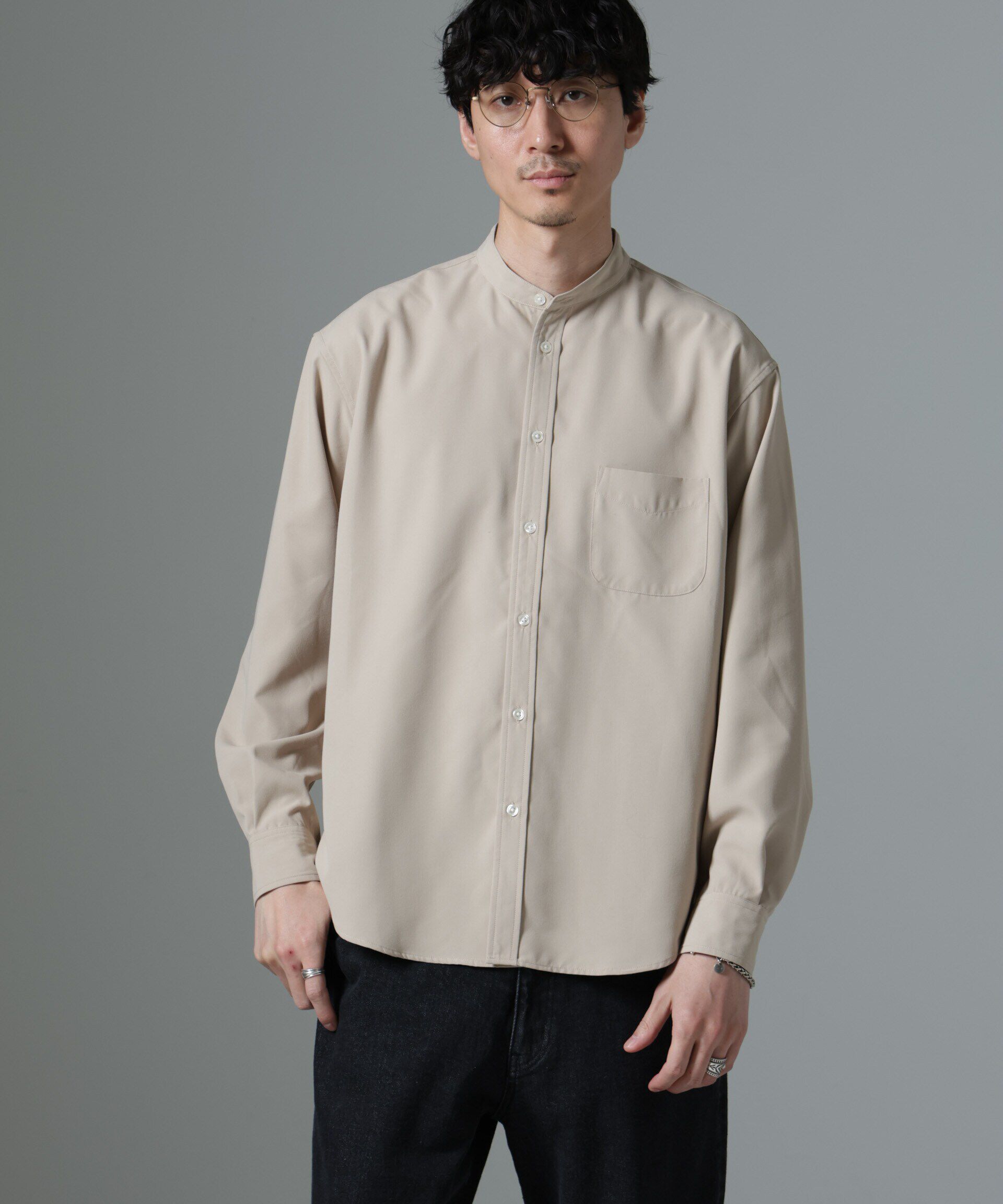 nano･universe「AMATA コットンタッチバンドカラーシャツ」|シャツ・ブラウス|