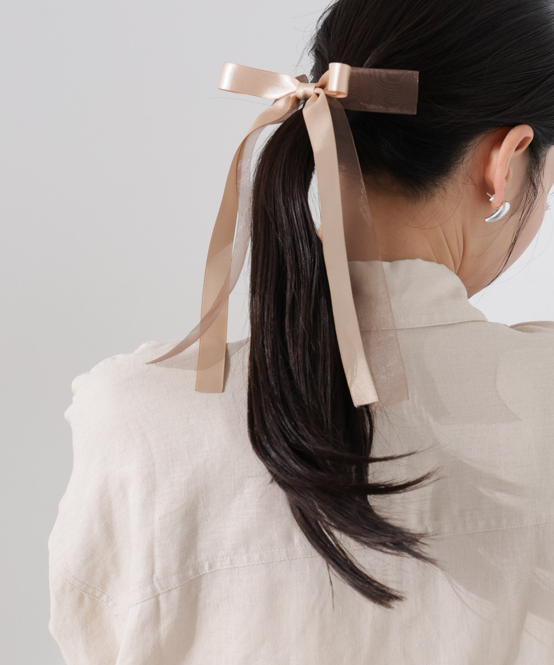 nano･universe「リボンヘアゴム」|その他|ベージュ