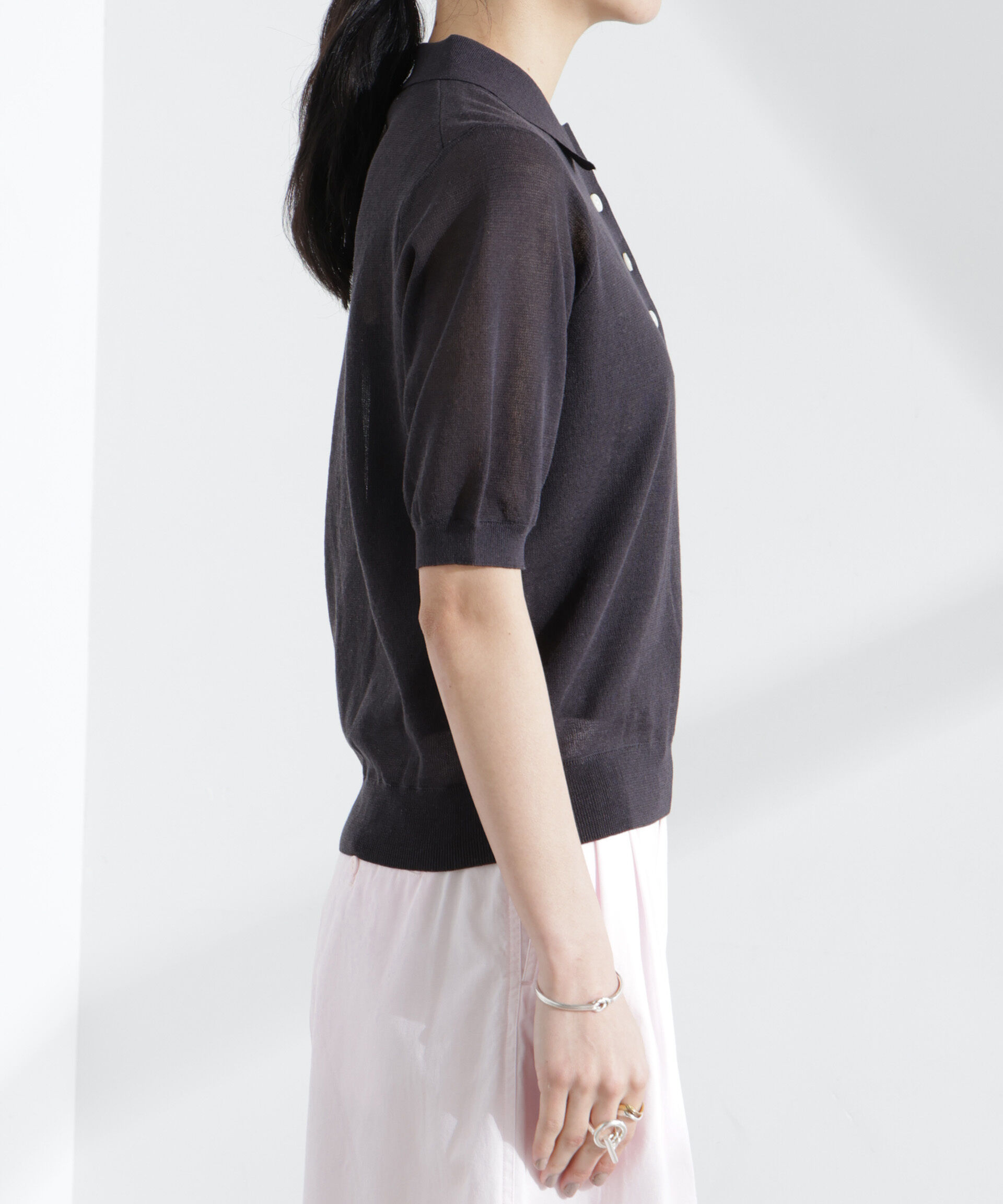 nano･universe「シアーミラノリブニットポロ」|ニット・セーター|