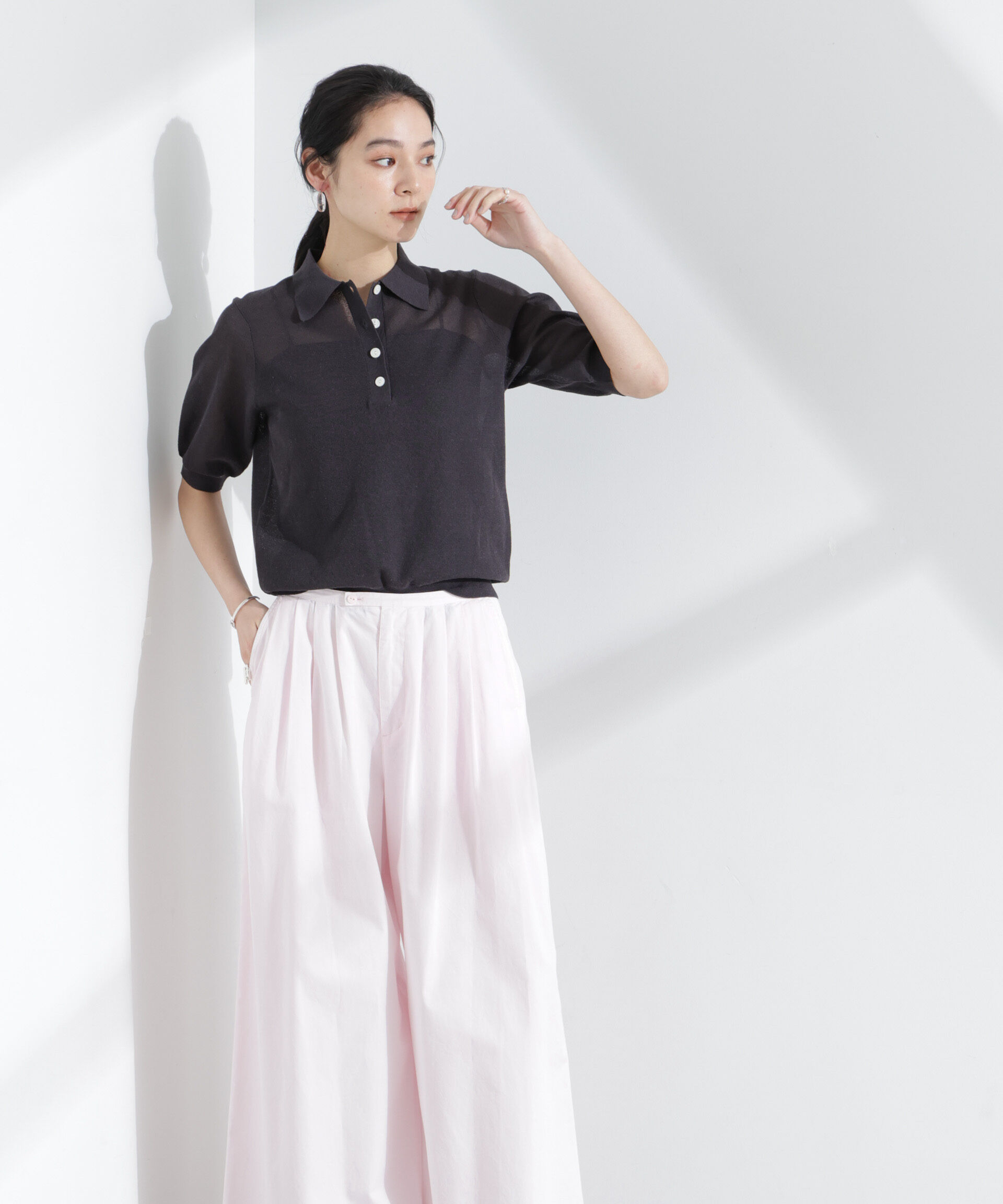 nano･universe「シアーミラノリブニットポロ」|ニット・セーター|