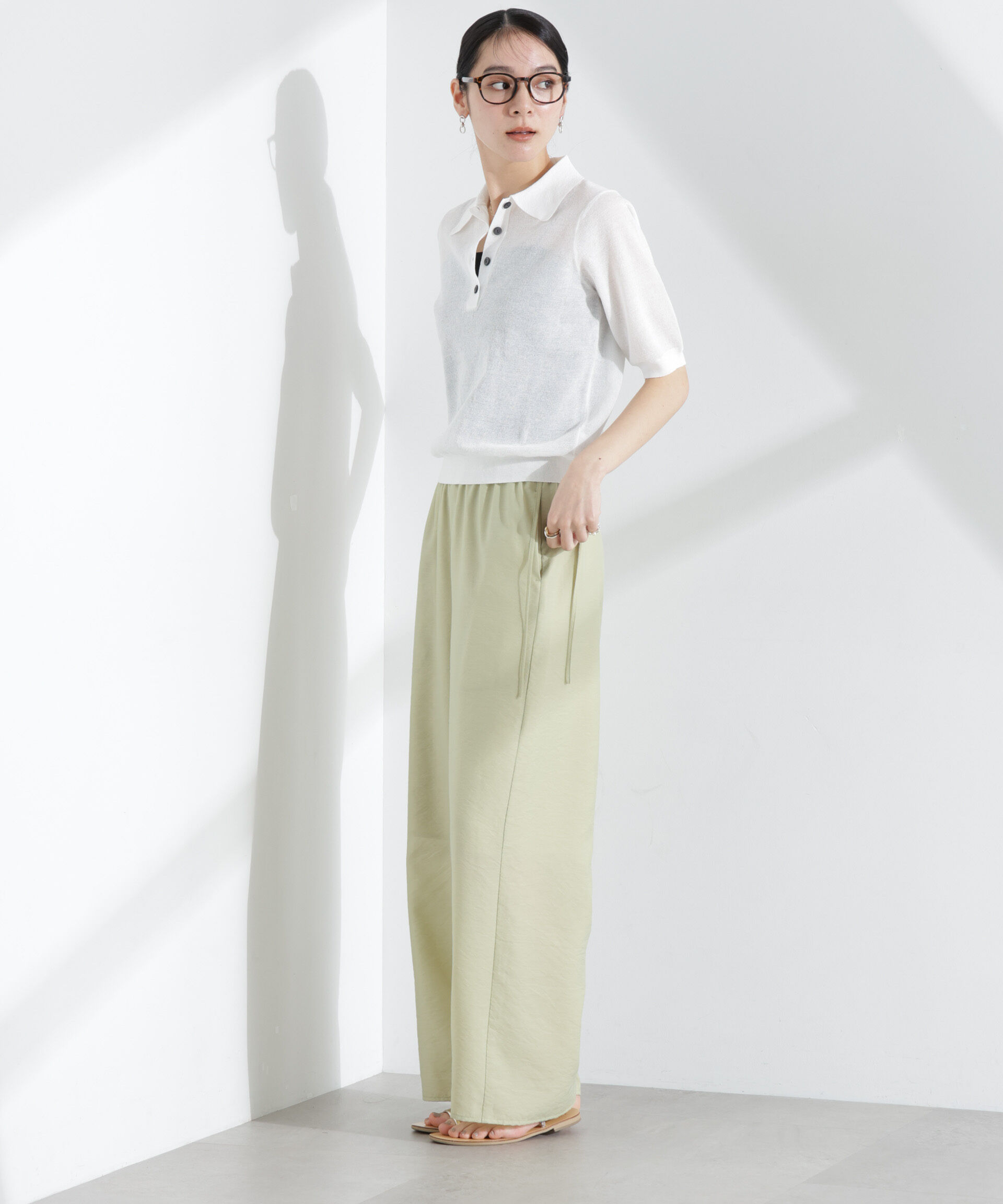 nano･universe「シアーミラノリブニットポロ」|ニット・セーター|