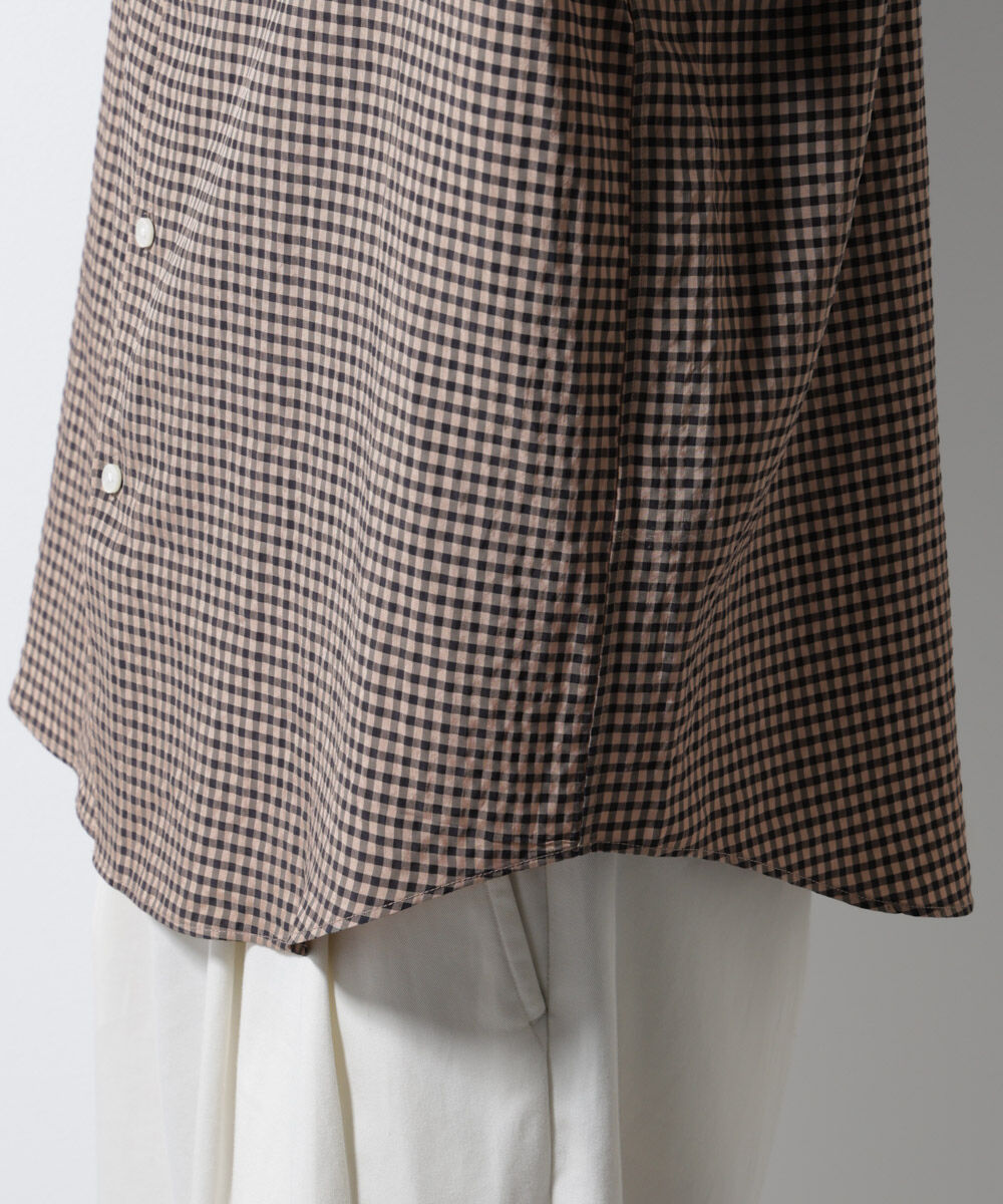 nano･universe「アセテートシアーギンガムチェックレギュラーカラーシャツ 長袖」|シャツ・ブラウス|