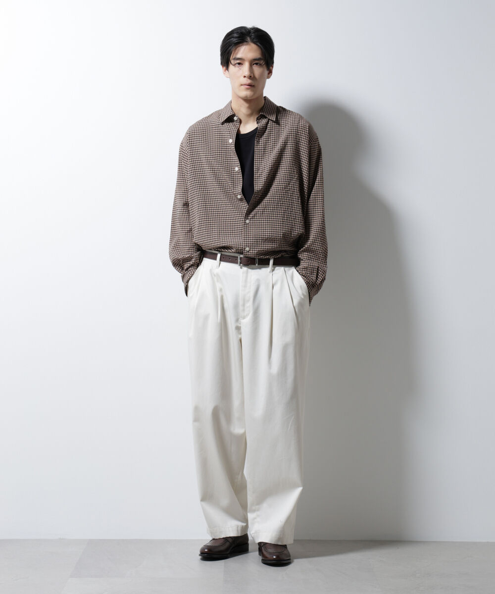 nano･universe「アセテートシアーギンガムチェックレギュラーカラーシャツ 長袖」|シャツ・ブラウス|