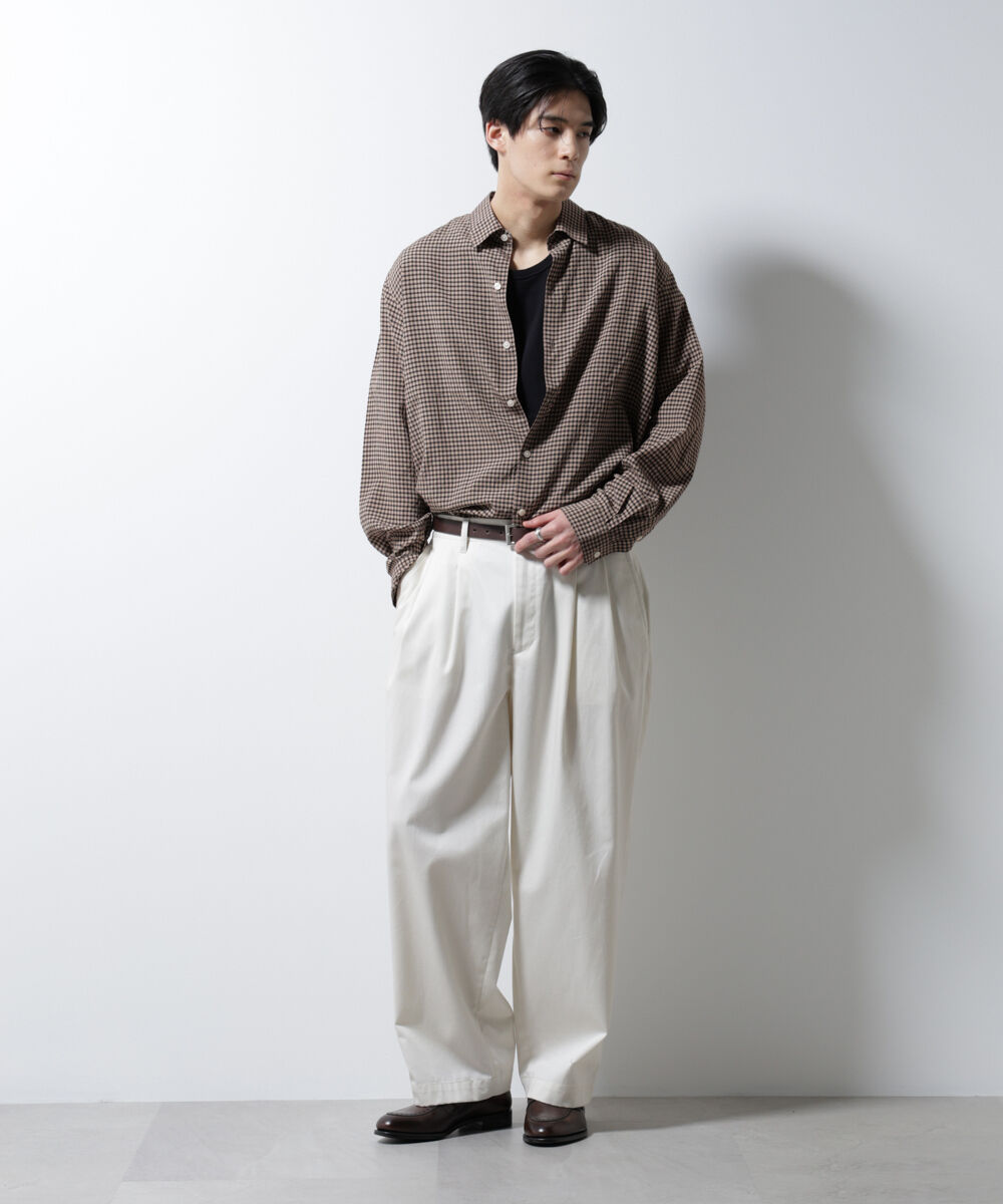 nano･universe「アセテートシアーギンガムチェックレギュラーカラーシャツ 長袖」|シャツ・ブラウス|