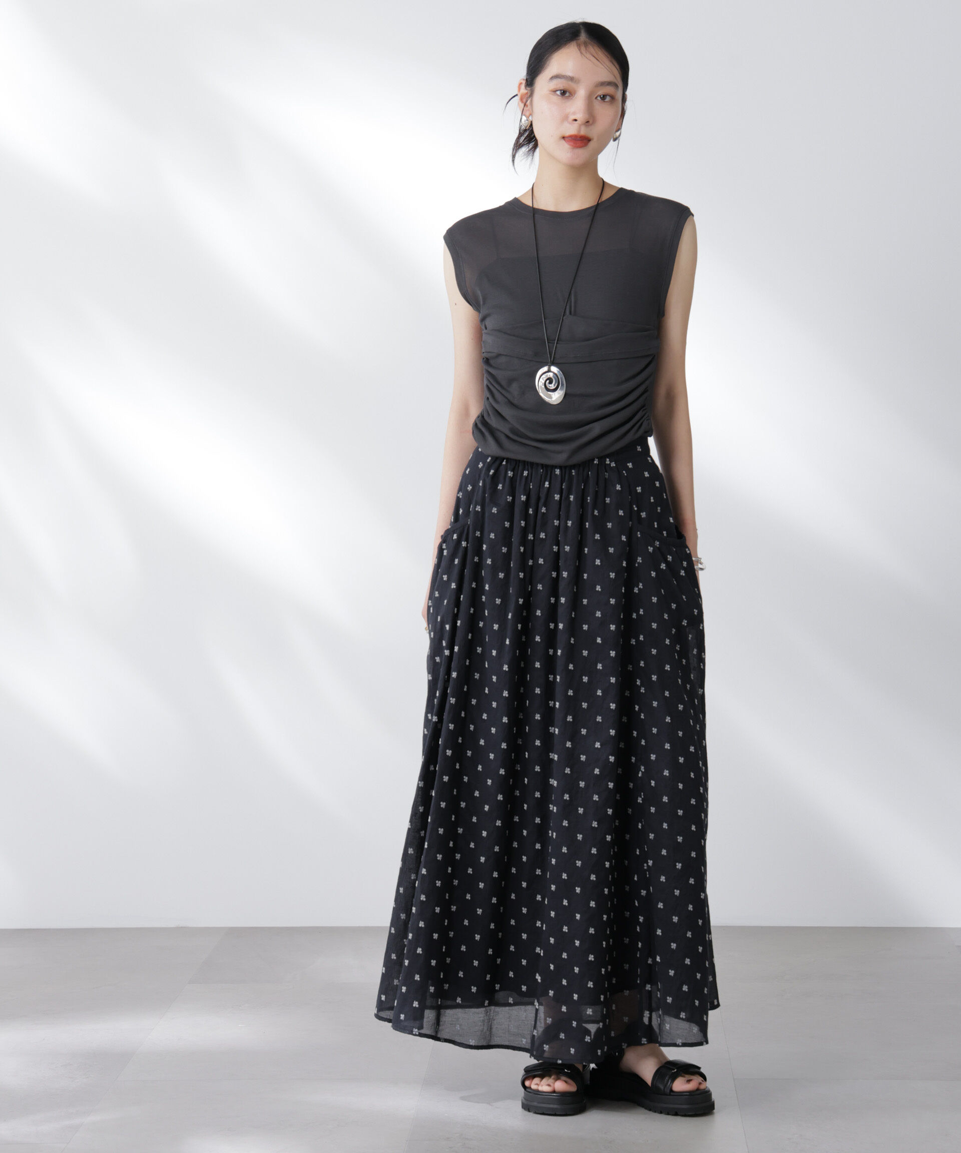 nano･universe「made in india コットンフロッキーフラワースカート」|スカート|