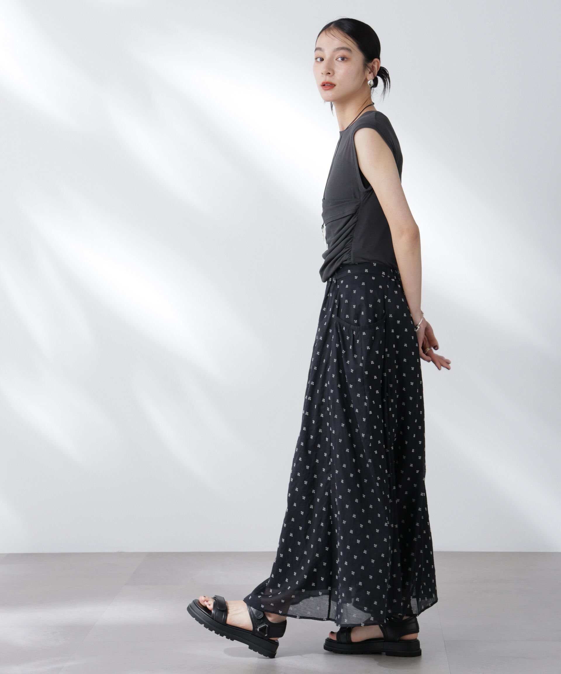 nano･universe「made in india コットンフロッキーフラワースカート」|スカート|