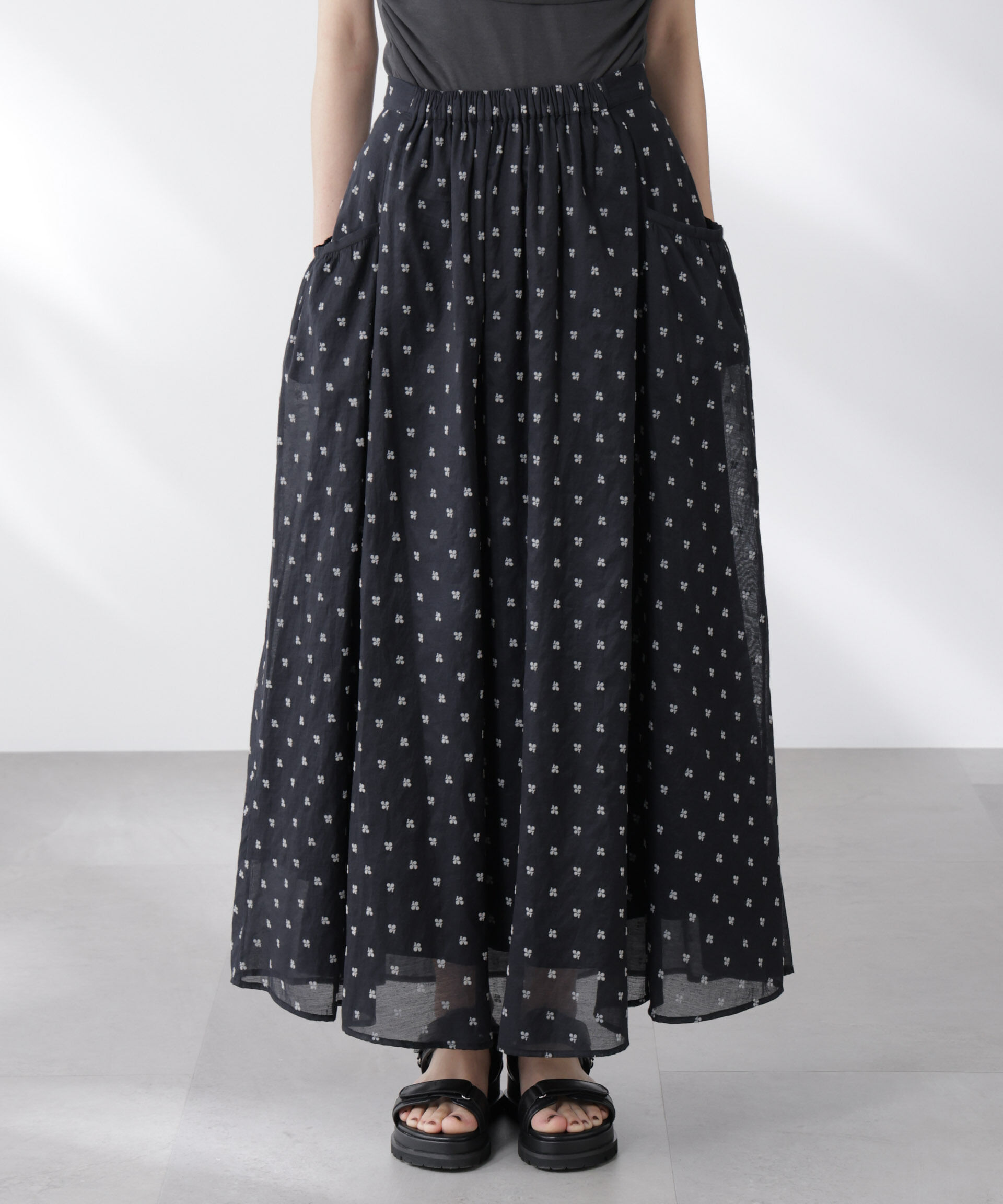 nano･universe「made in india コットンフロッキーフラワースカート」|スカート|