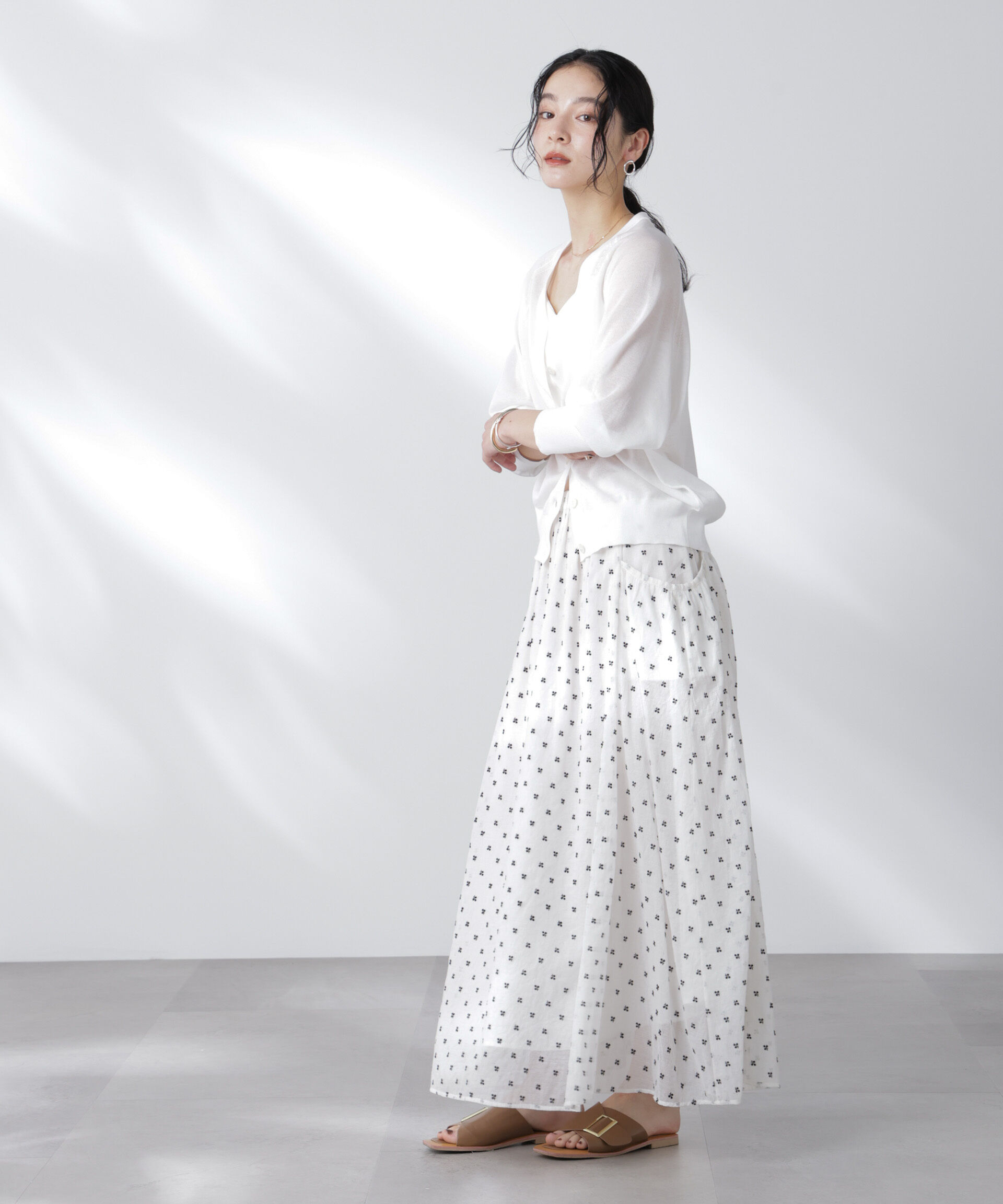 nano･universe「made in india コットンフロッキーフラワースカート」|スカート|