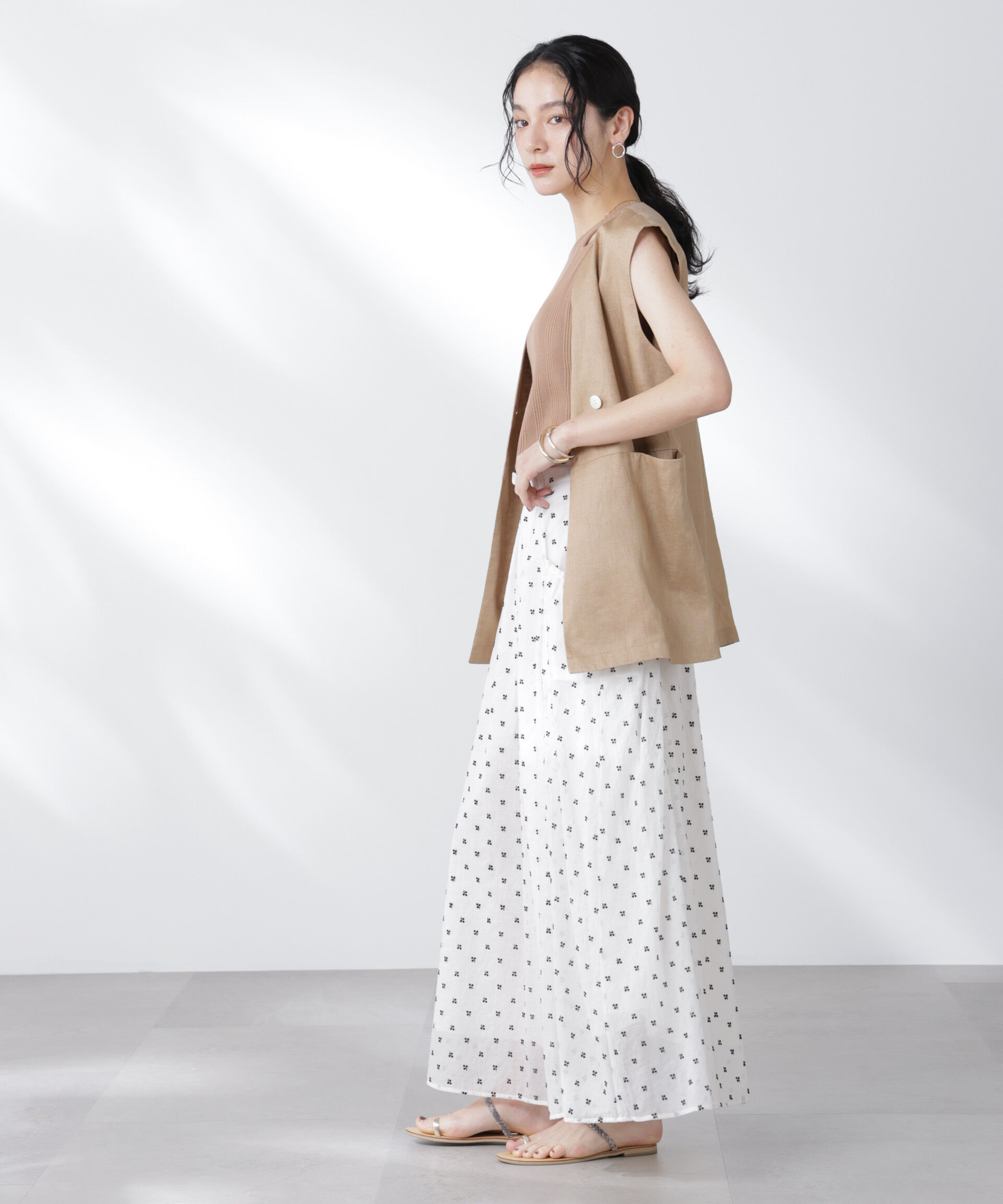 nano･universe「made in india コットンフロッキーフラワースカート」|スカート|