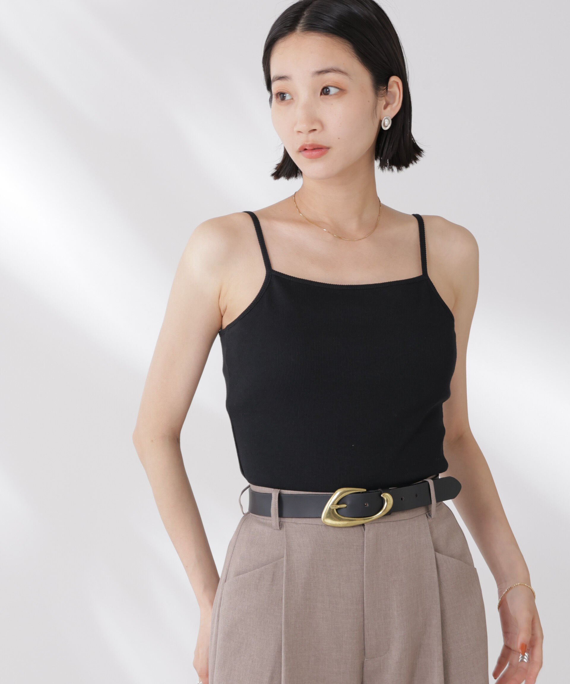 nano･universe「抗菌防臭・接触冷感機能 カップ付きキャミソール」|Tシャツ・カットソー|ブラック