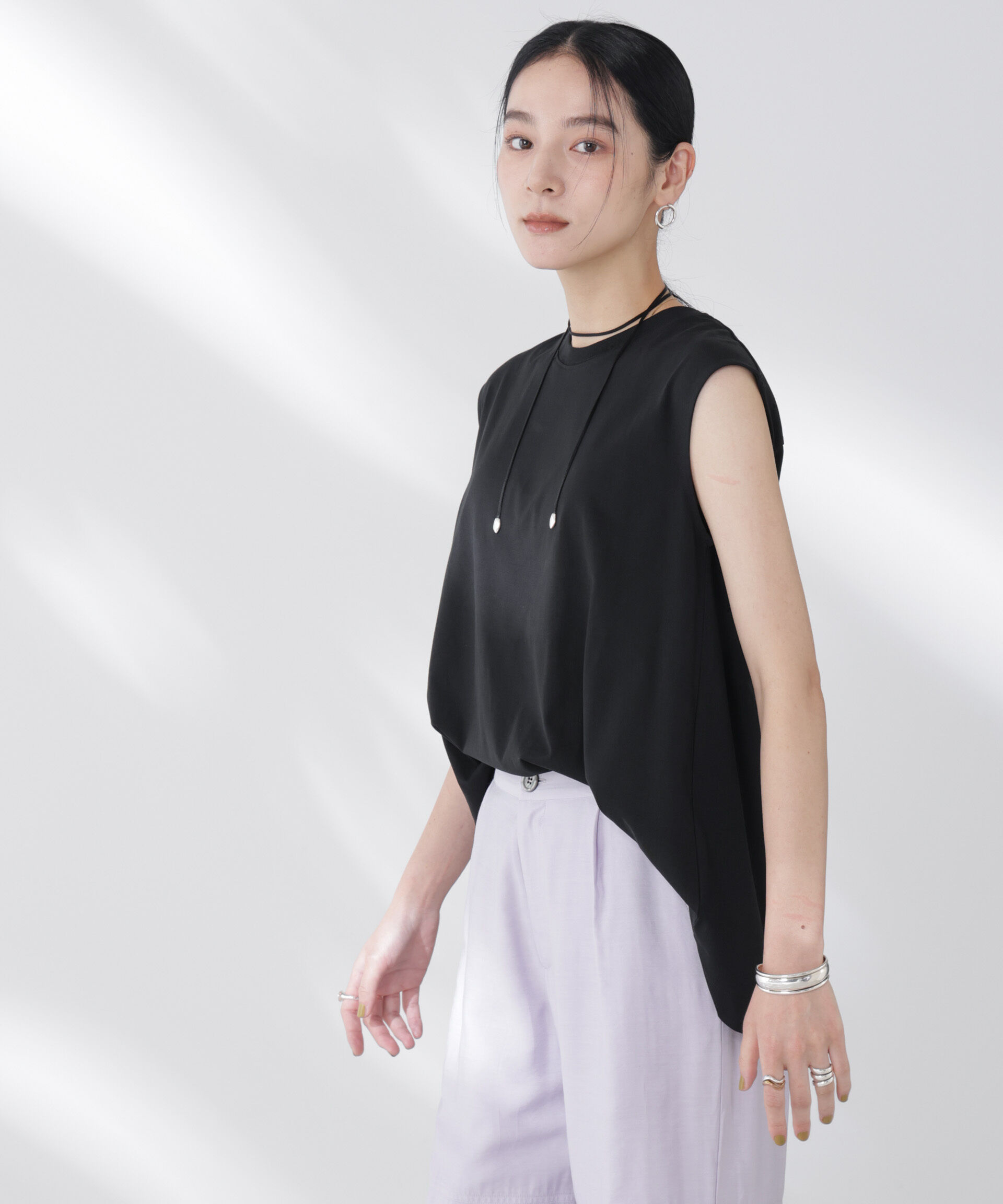 nano･universe「NANOFINE強撚コットンノースリーブトップス」|Tシャツ・カットソー|