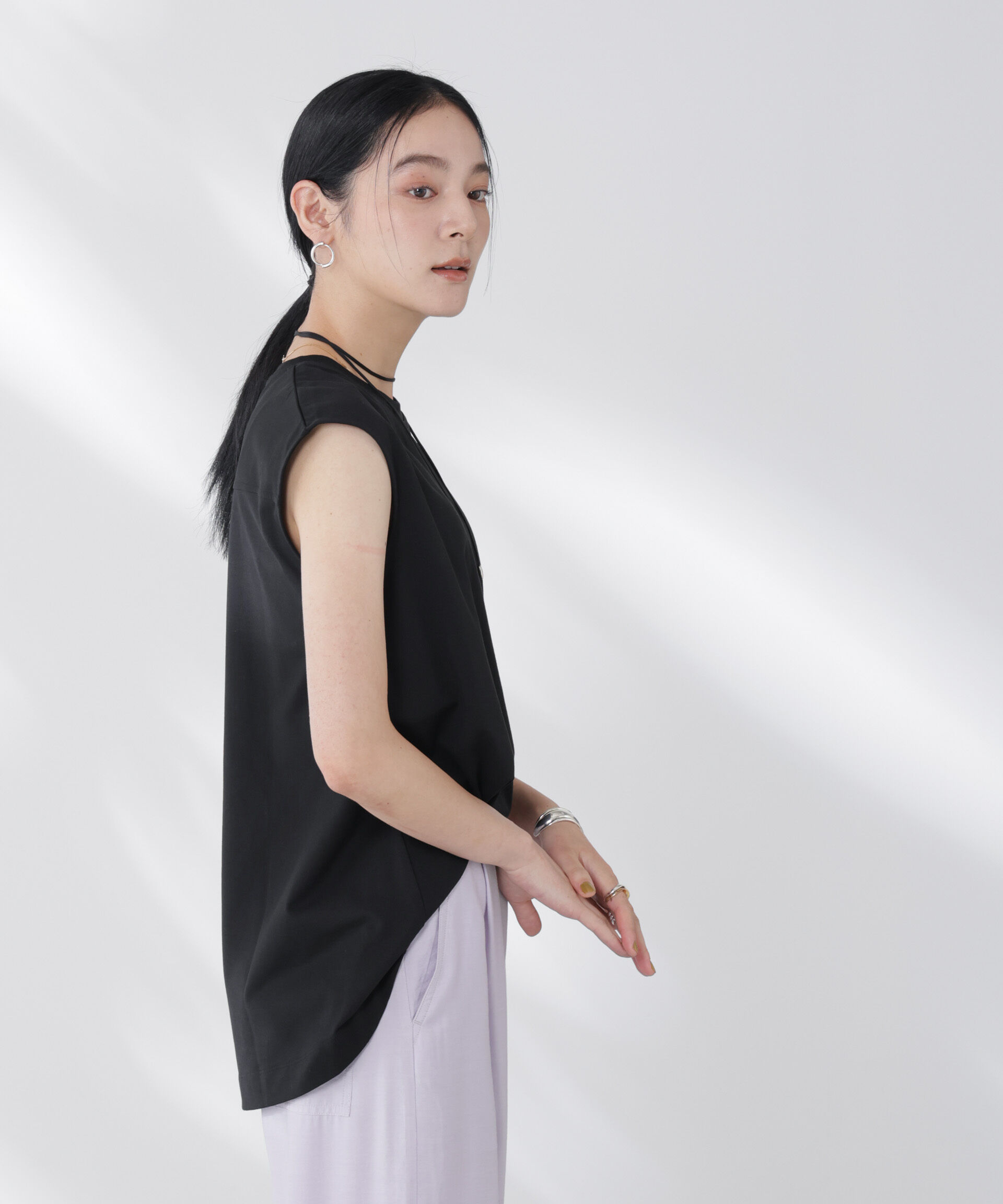 nano･universe「NANOFINE強撚コットンノースリーブトップス」|Tシャツ・カットソー|