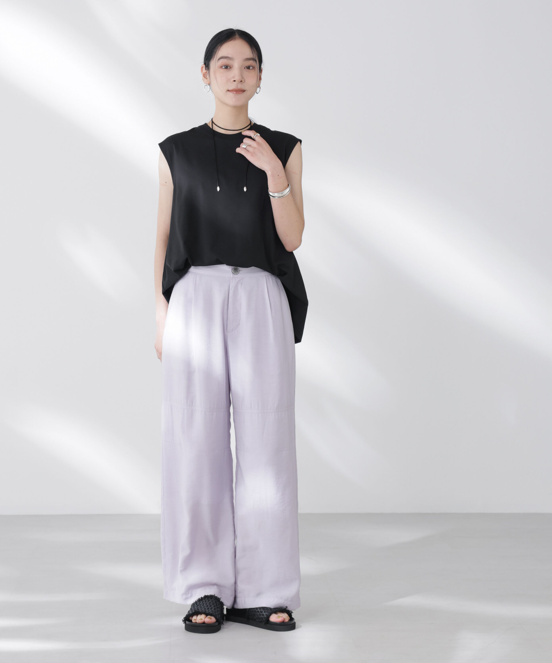 nano･universe「NANOFINE強撚コットンノースリーブトップス」|Tシャツ・カットソー|