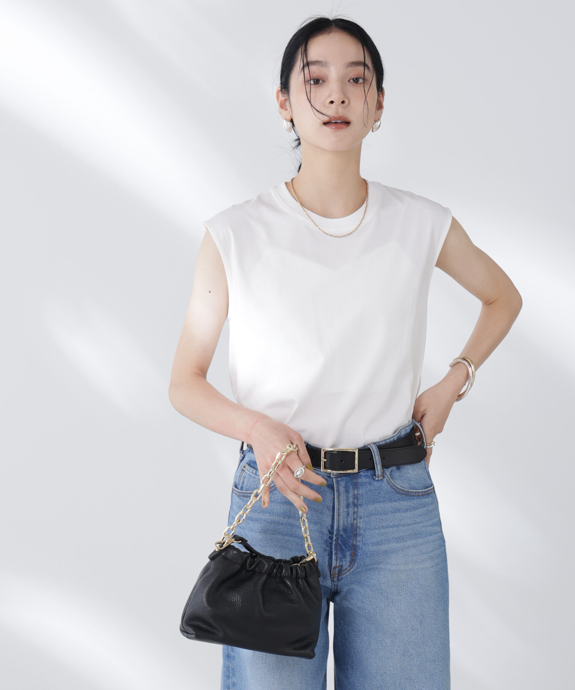 nano･universe「NANOFINE強撚コットンノースリーブトップス」|Tシャツ・カットソー|