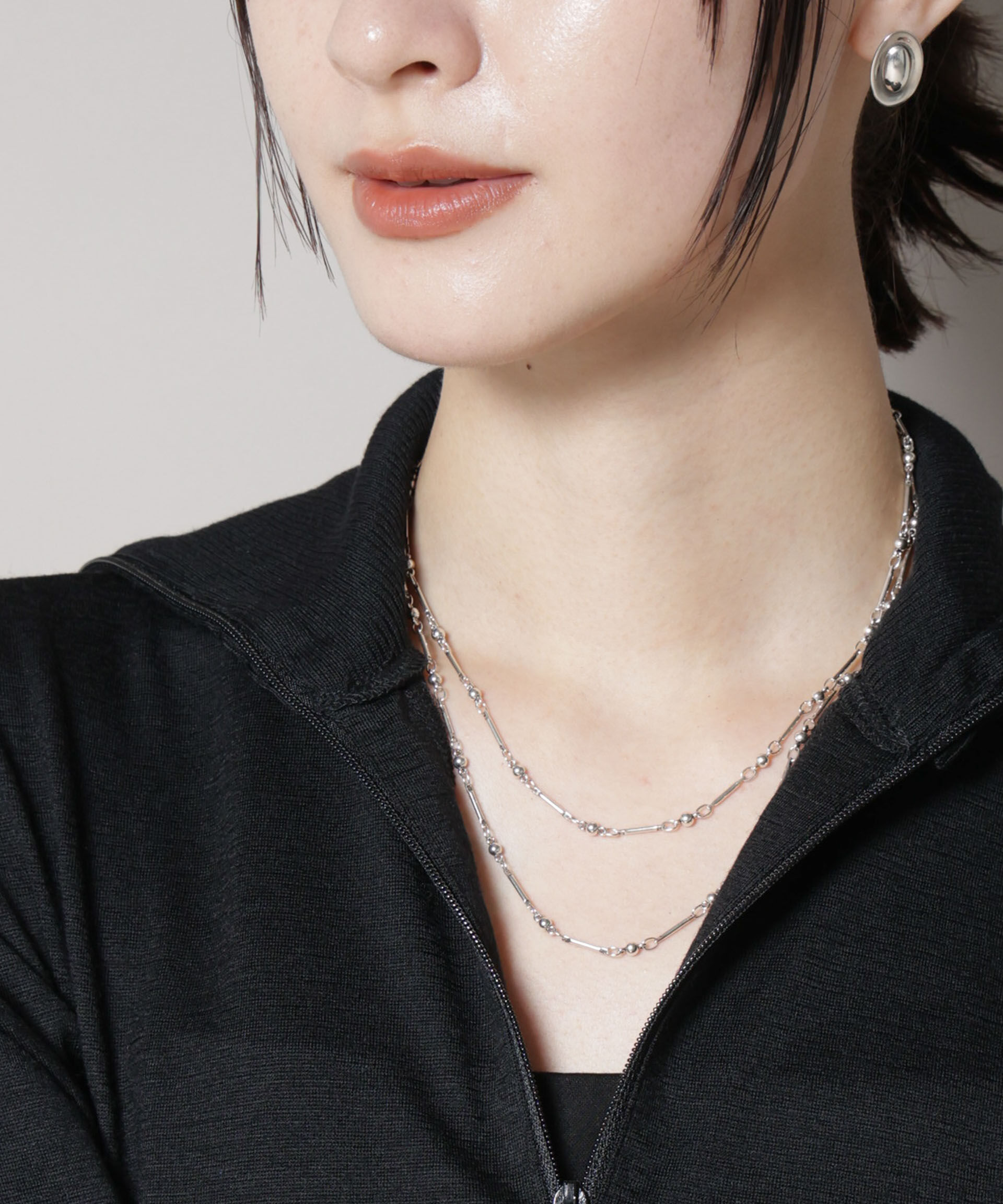 nano･universe「PHILIPPE AUDIBERT/Garnet double necklace」|ネックレス|シルバー