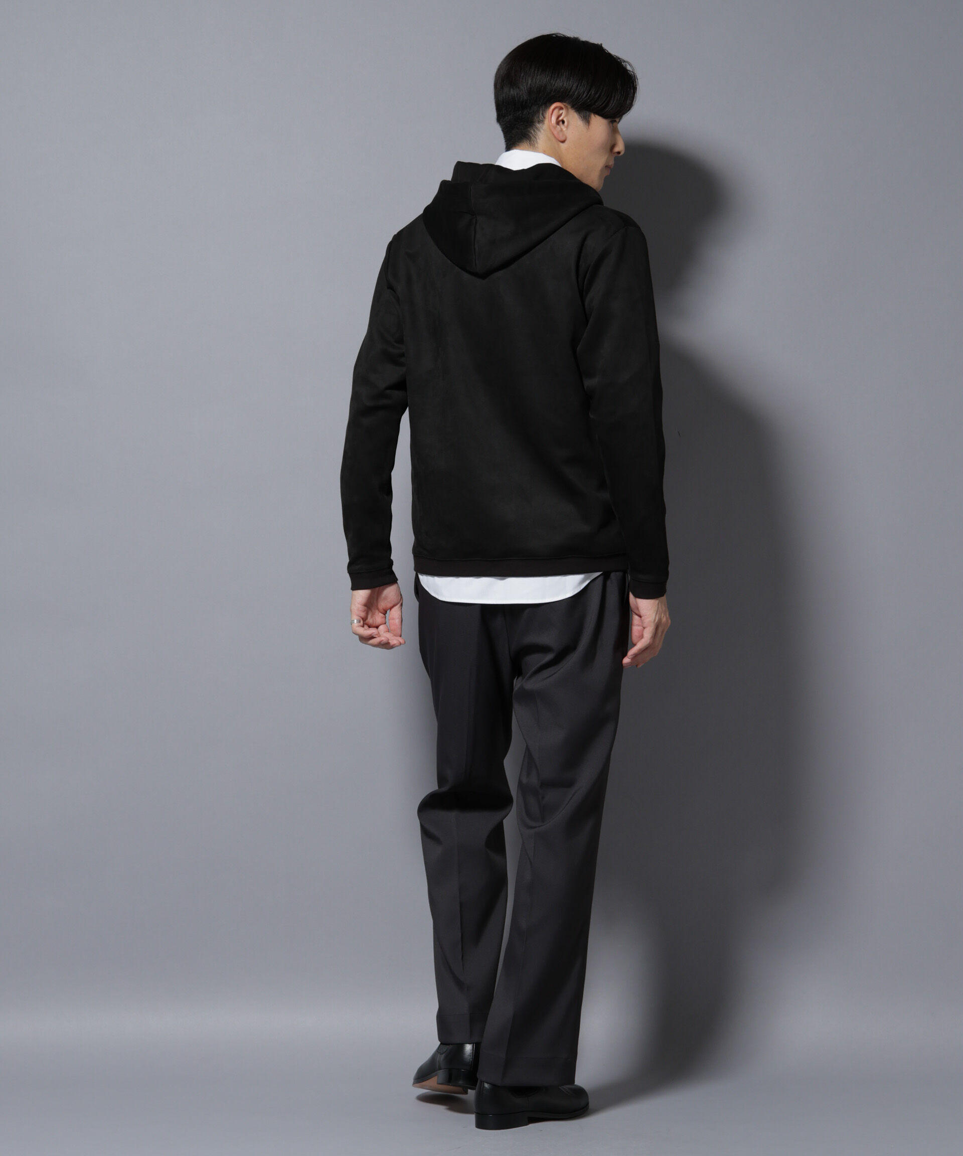 nano･universe「フェイクスエードZIPフーディー 長袖」|Tシャツ・カットソー|