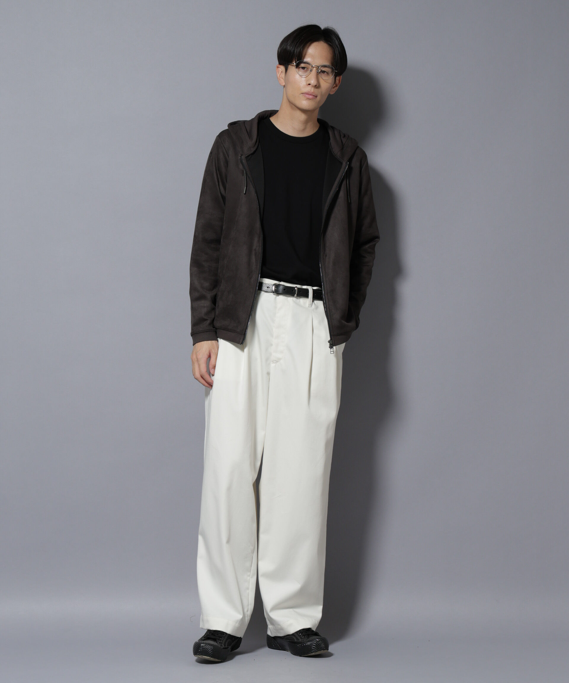 nano･universe「フェイクスエードZIPフーディー 長袖」|Tシャツ・カットソー|