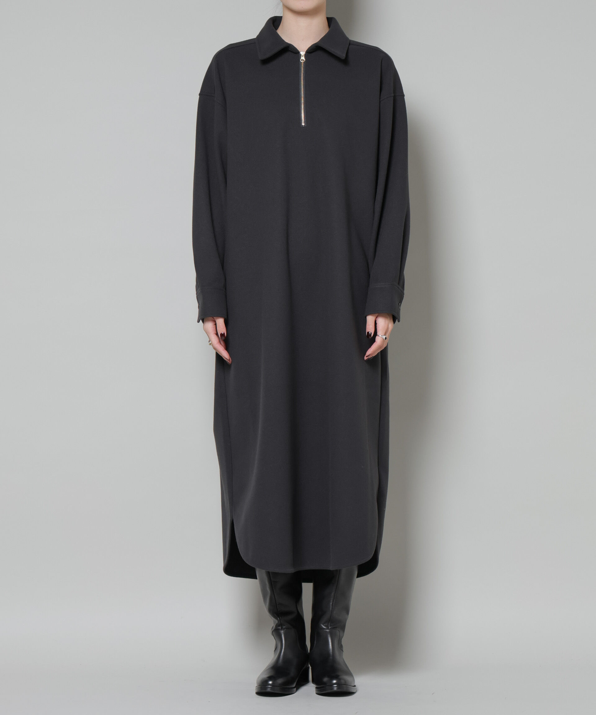 nano･universe「ソフトメルトンジャージーハーフジップワンピース」|ワンピース|