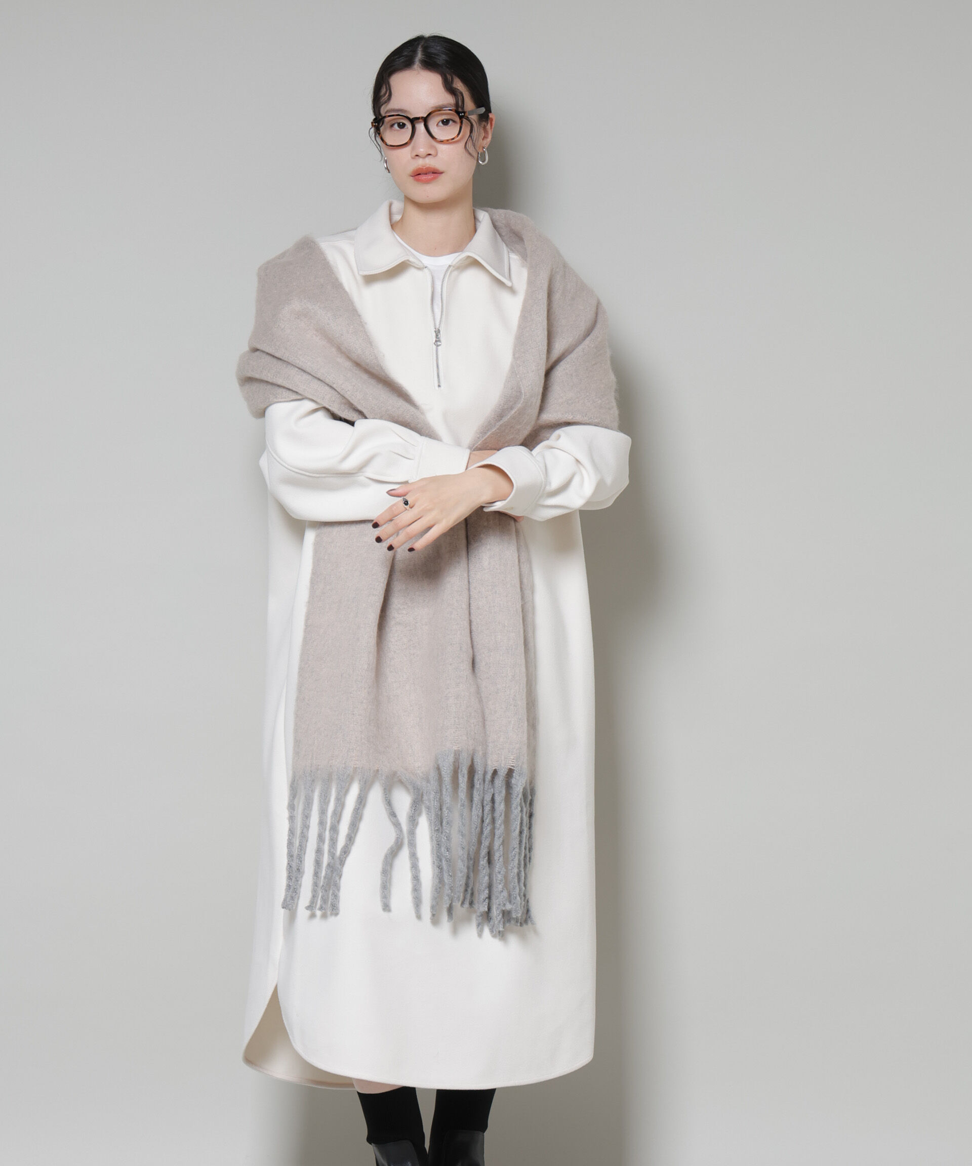 nano･universe「ソフトメルトンジャージーハーフジップワンピース」|ワンピース|