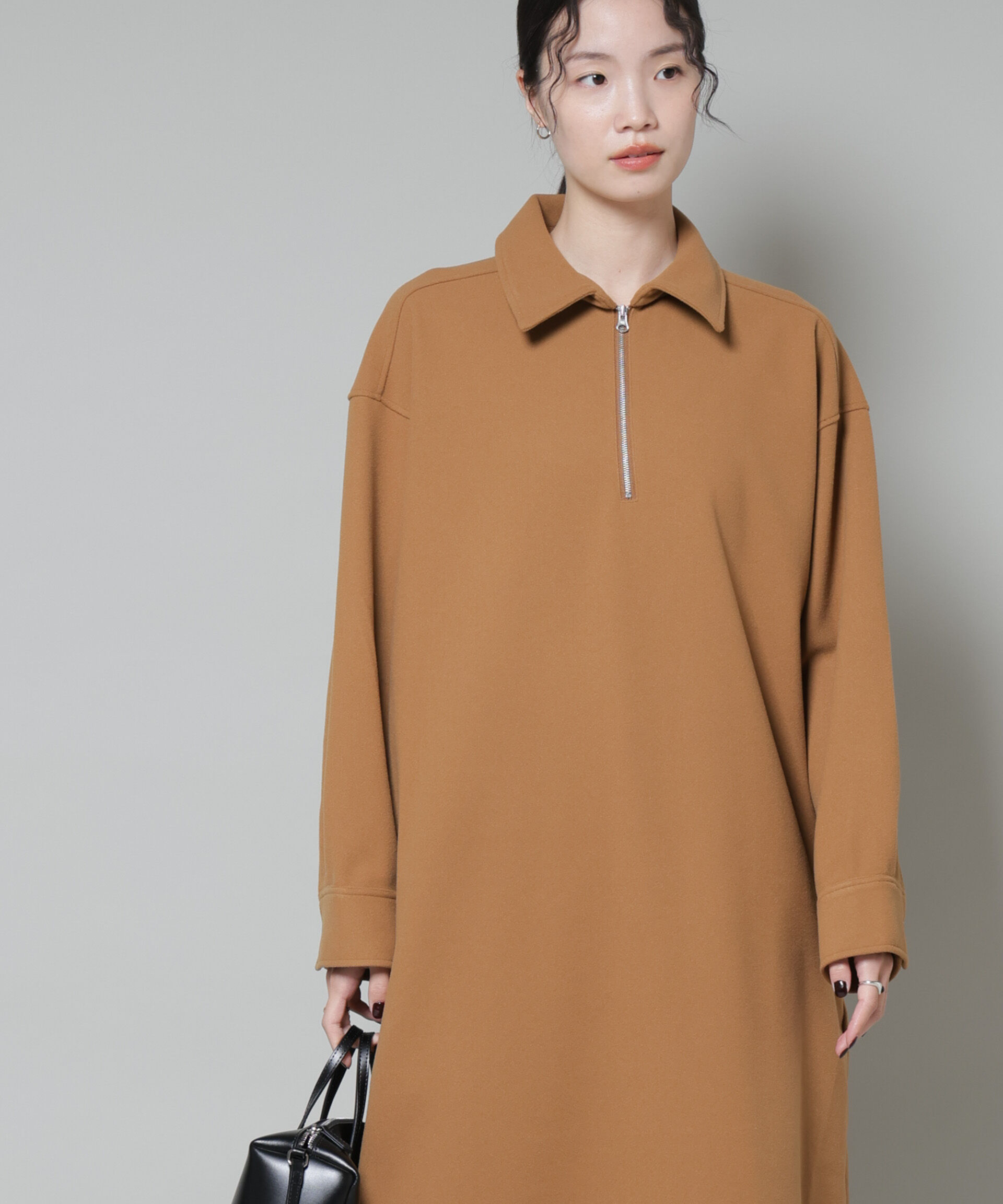 nano･universe「ソフトメルトンジャージーハーフジップワンピース」|ワンピース|