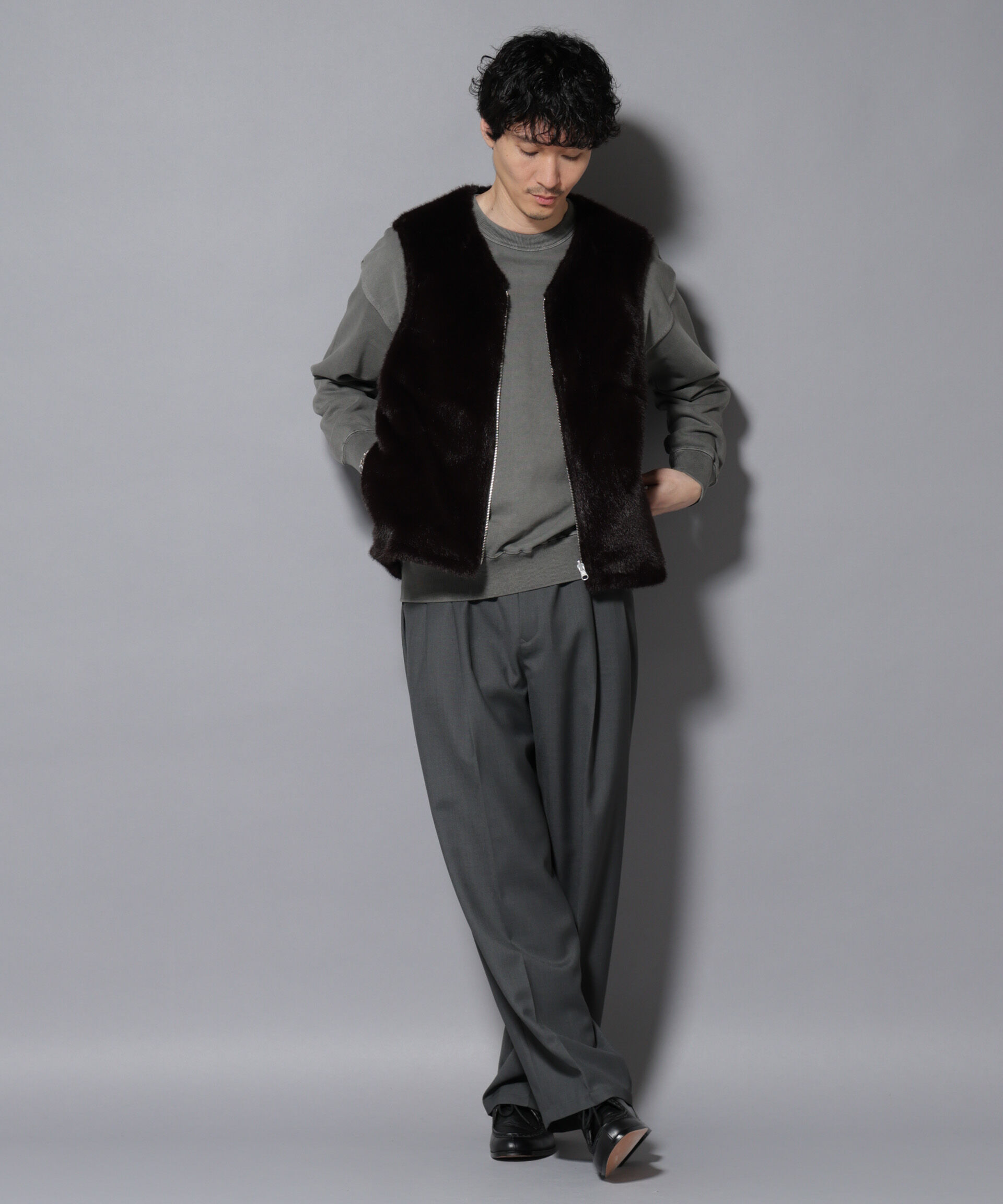 nano･universe「｢西川ダウン(R)｣ FUSIONSYSTEMフェイクファーベスト」|ダウン|