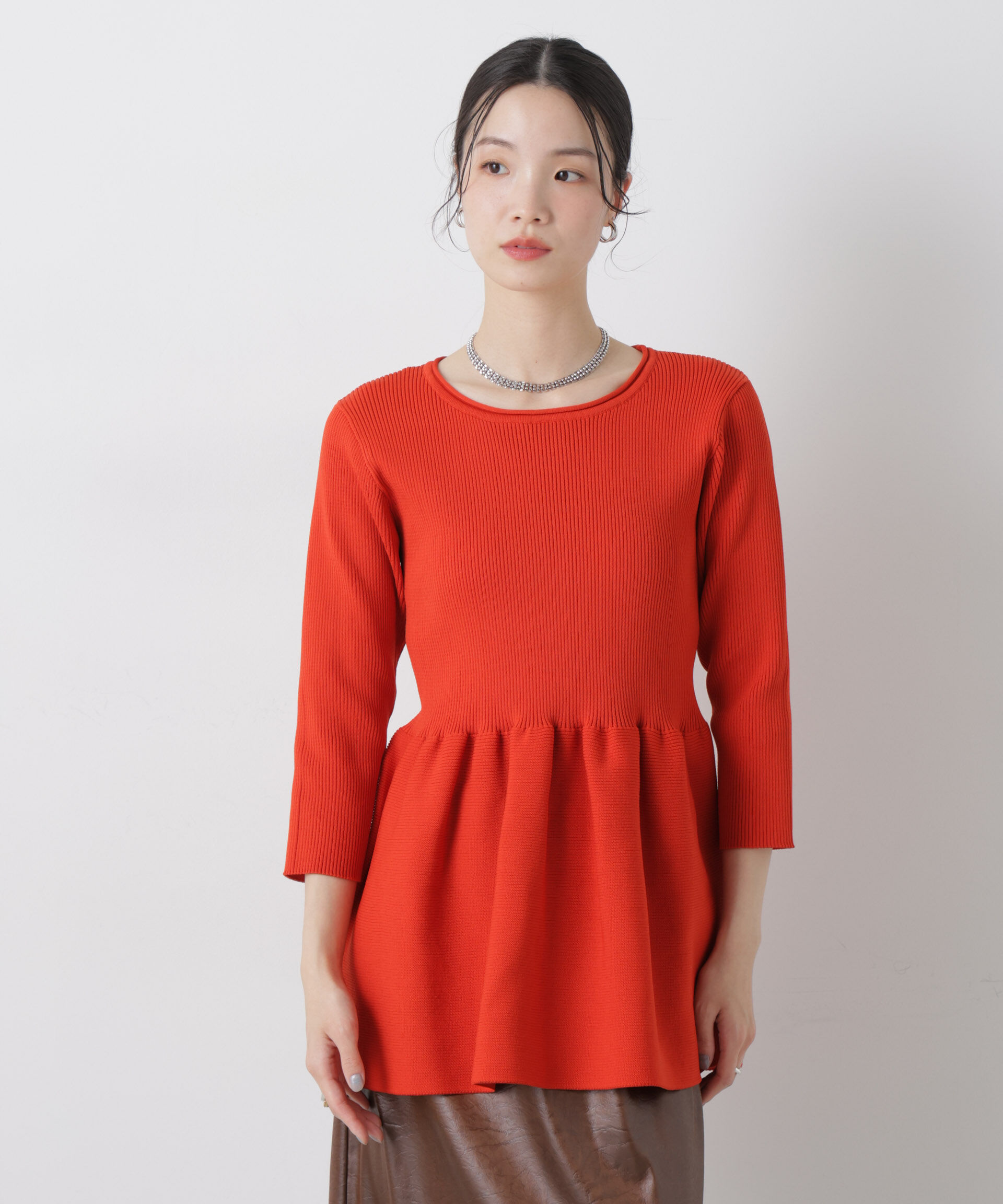 nano･universe「洗濯機洗い可スポンディッシュニットペプラムシルエットトップス」|ニット・セーター|