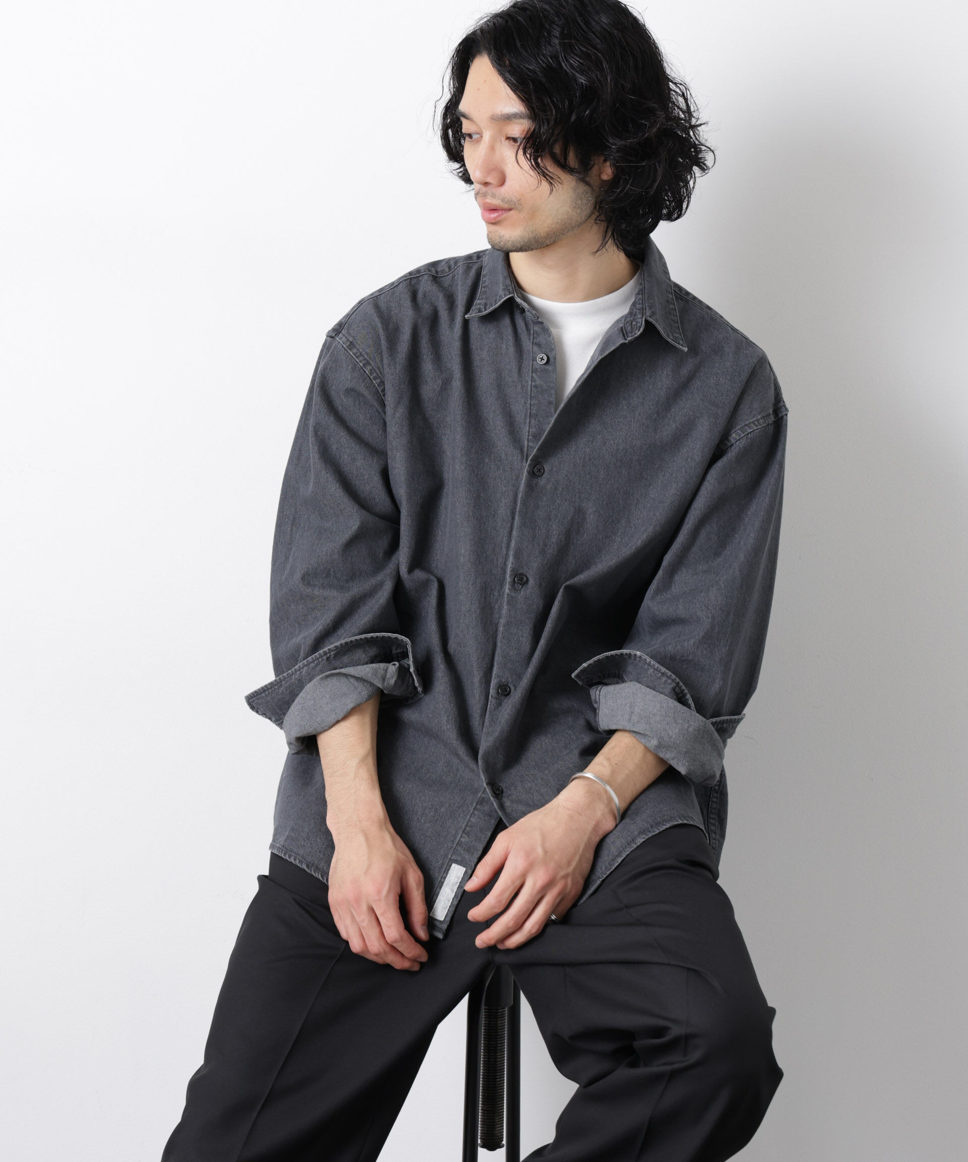nano･universe「｢OtoNANO｣大人のワイドシャツ デニムシャツ 長袖」|シャツ・ブラウス|