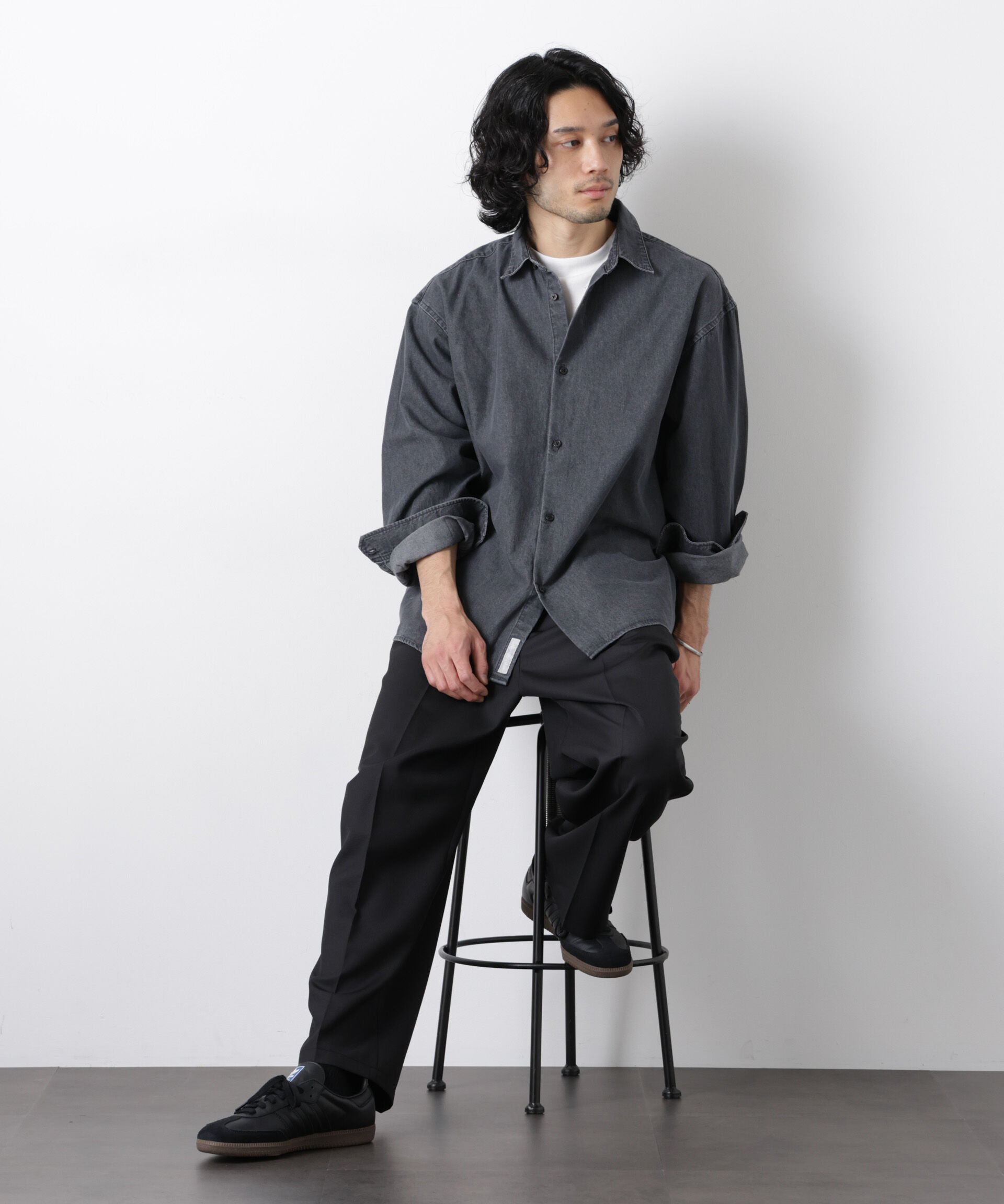 nano･universe「｢OtoNANO｣大人のワイドシャツ デニムシャツ 長袖」|シャツ・ブラウス|