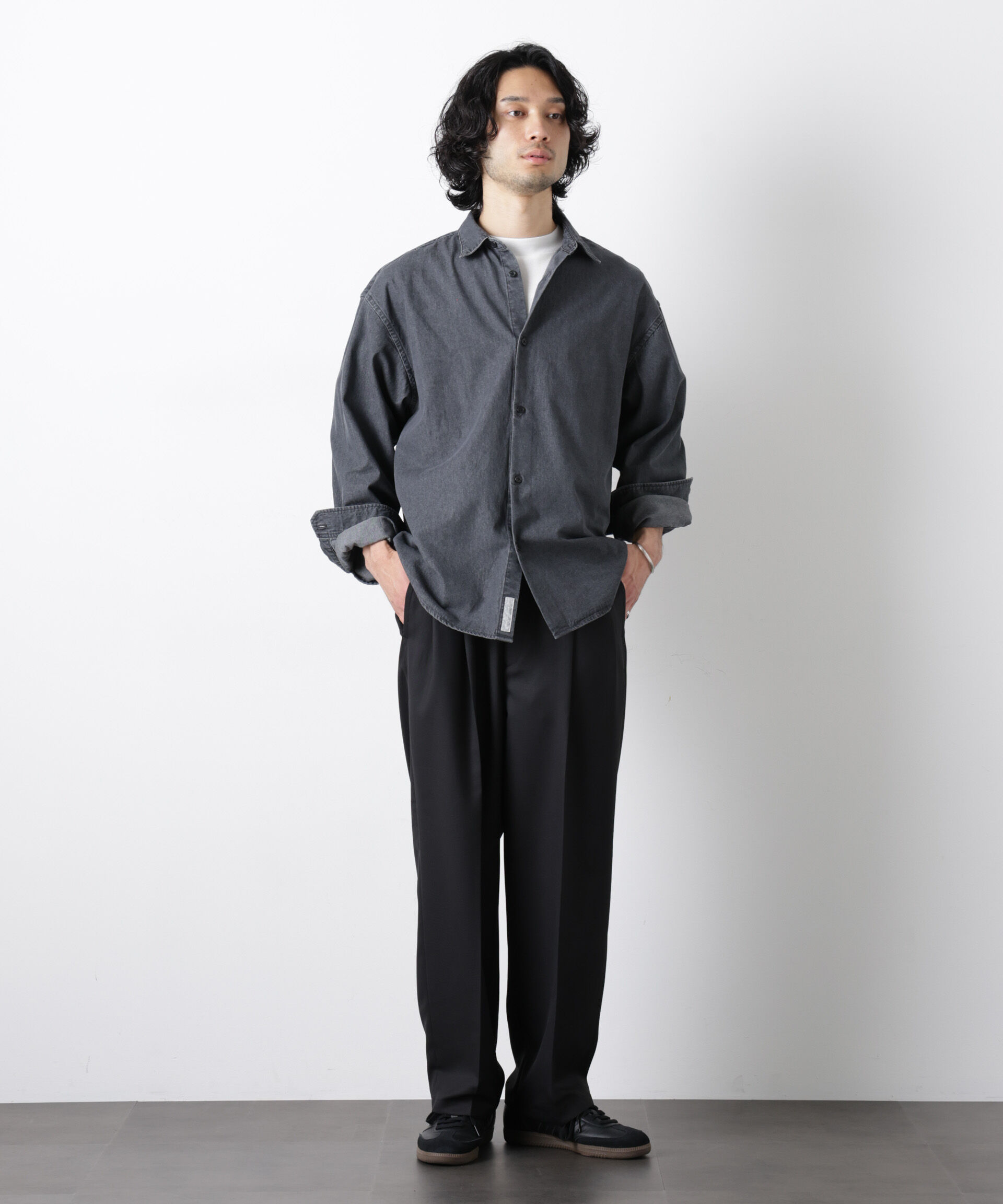 nano･universe「｢OtoNANO｣大人のワイドシャツ デニムシャツ 長袖」|シャツ・ブラウス|