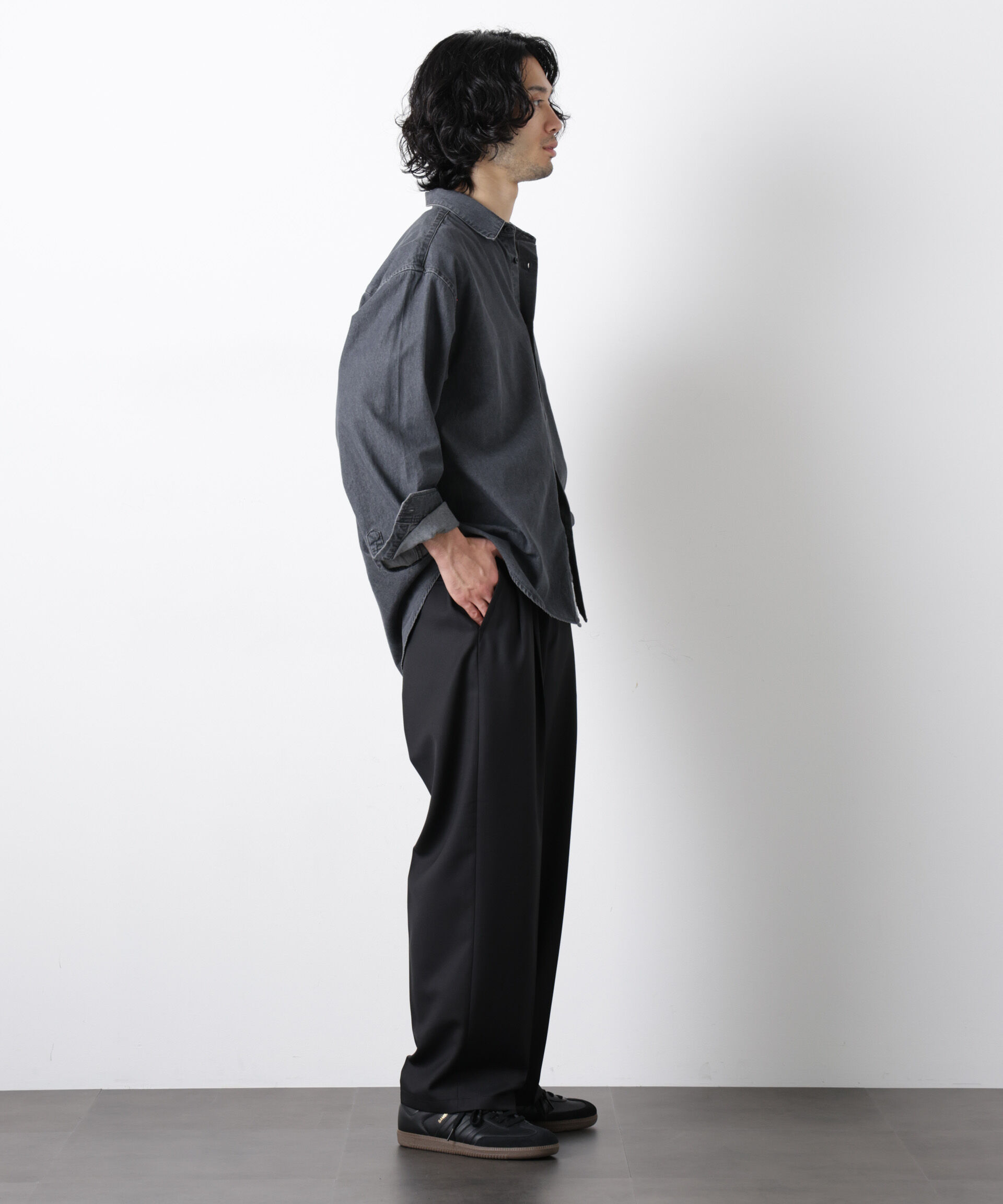 nano･universe「｢OtoNANO｣大人のワイドシャツ デニムシャツ 長袖」|シャツ・ブラウス|