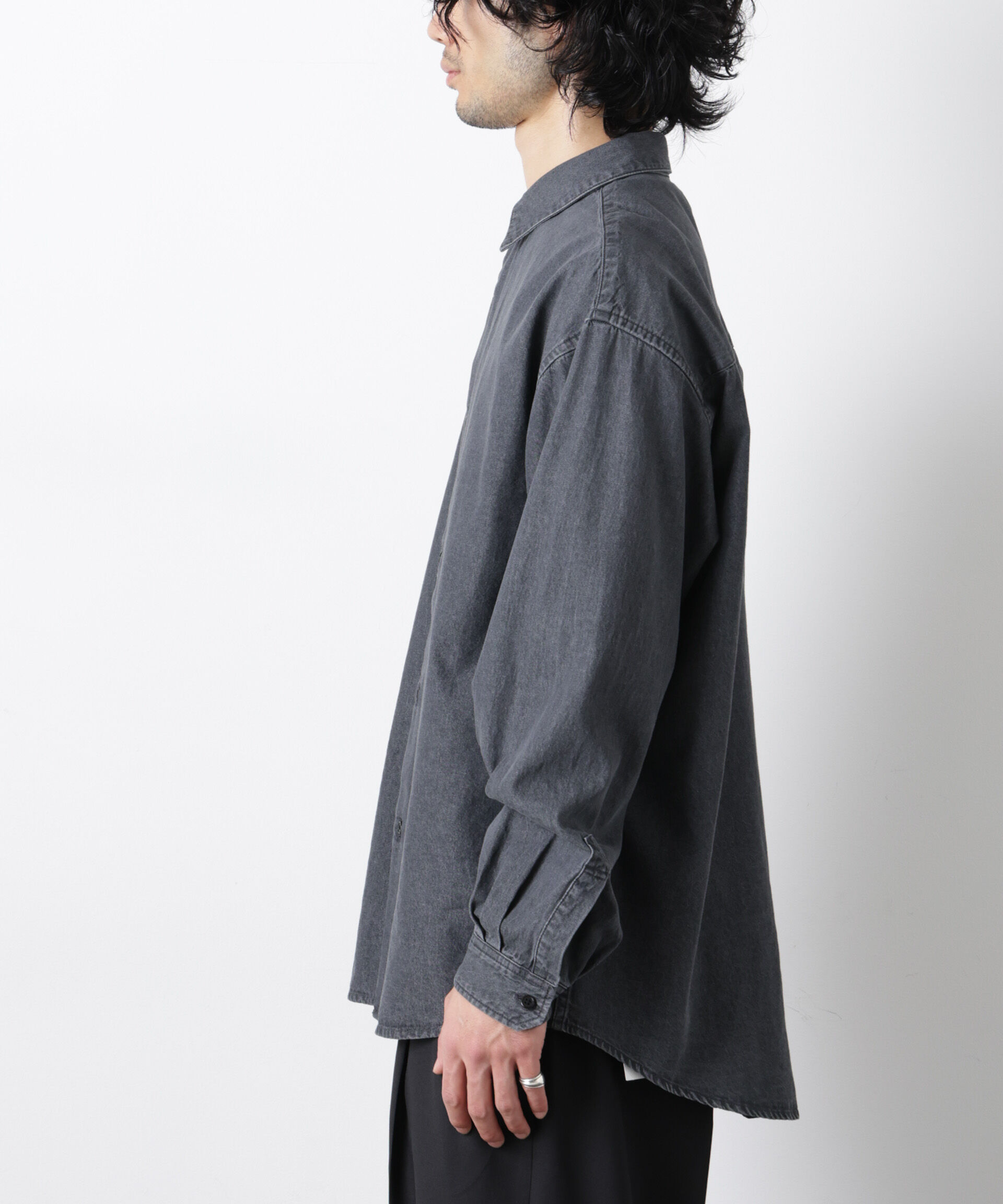 nano･universe「｢OtoNANO｣大人のワイドシャツ デニムシャツ 長袖」|シャツ・ブラウス|