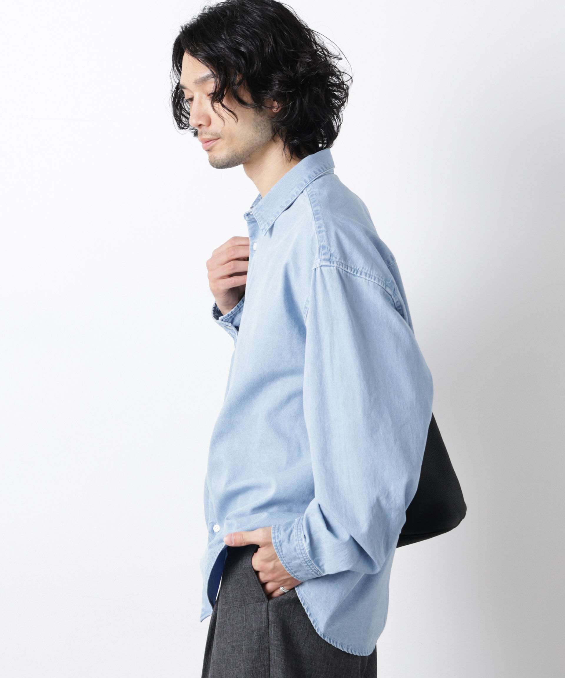 nano･universe「｢OtoNANO｣大人のワイドシャツ デニムシャツ 長袖」|シャツ・ブラウス|