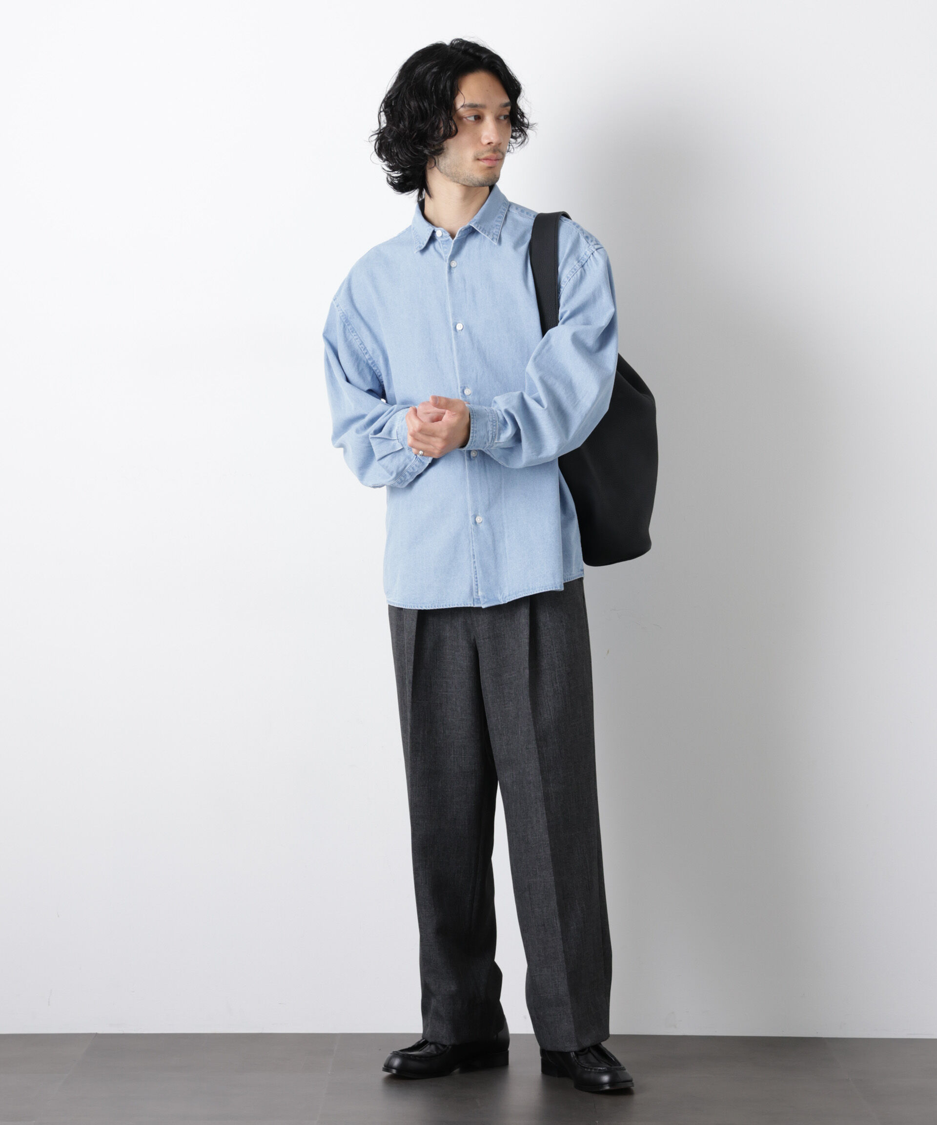 nano･universe「｢OtoNANO｣大人のワイドシャツ デニムシャツ 長袖」|シャツ・ブラウス|