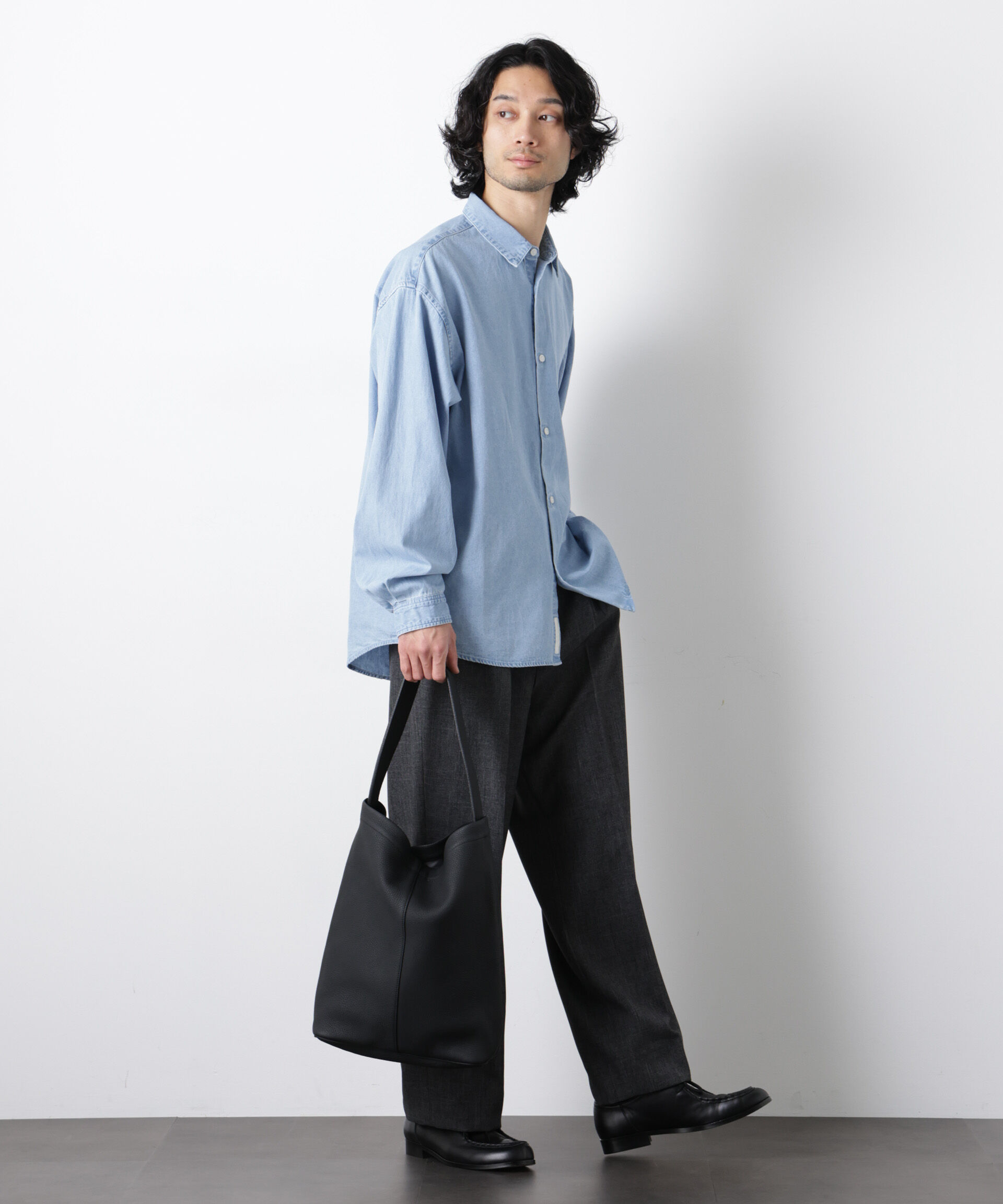 nano･universe「｢OtoNANO｣大人のワイドシャツ デニムシャツ 長袖」|シャツ・ブラウス|