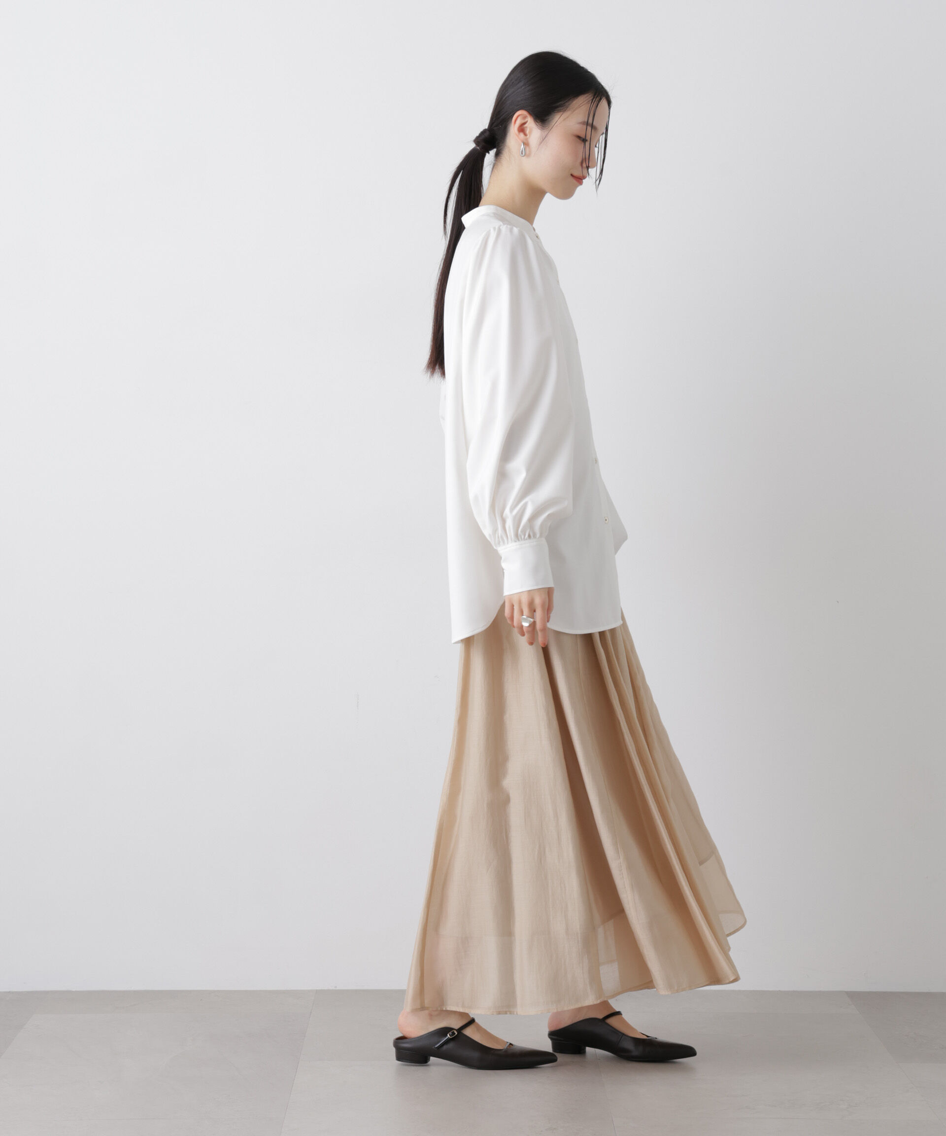 nano･universe「マシンウォッシャブルイージーケア ギャザースリーブブラウス」|シャツ・ブラウス|